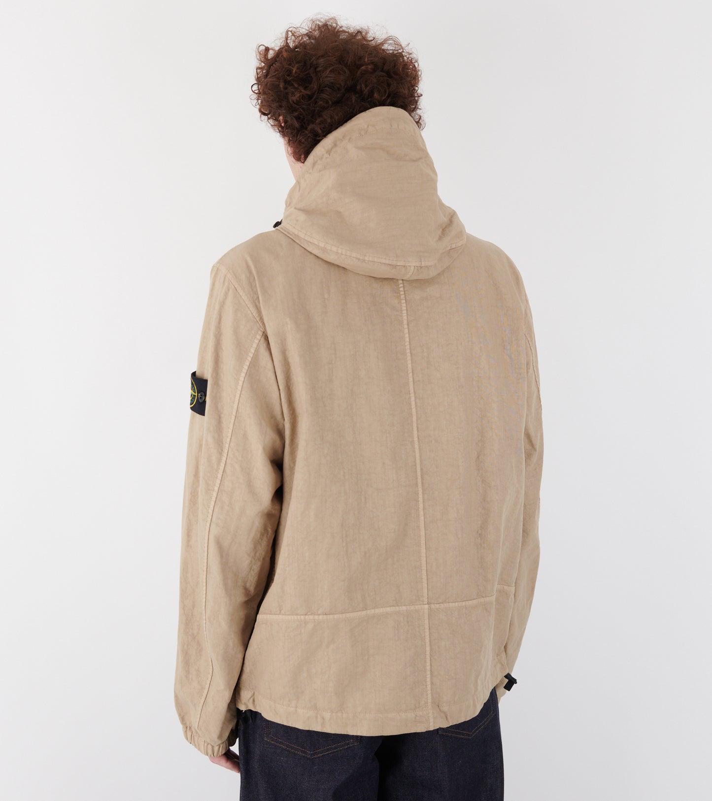 Organic-Look Nylon Panama-TC Jacket Beige