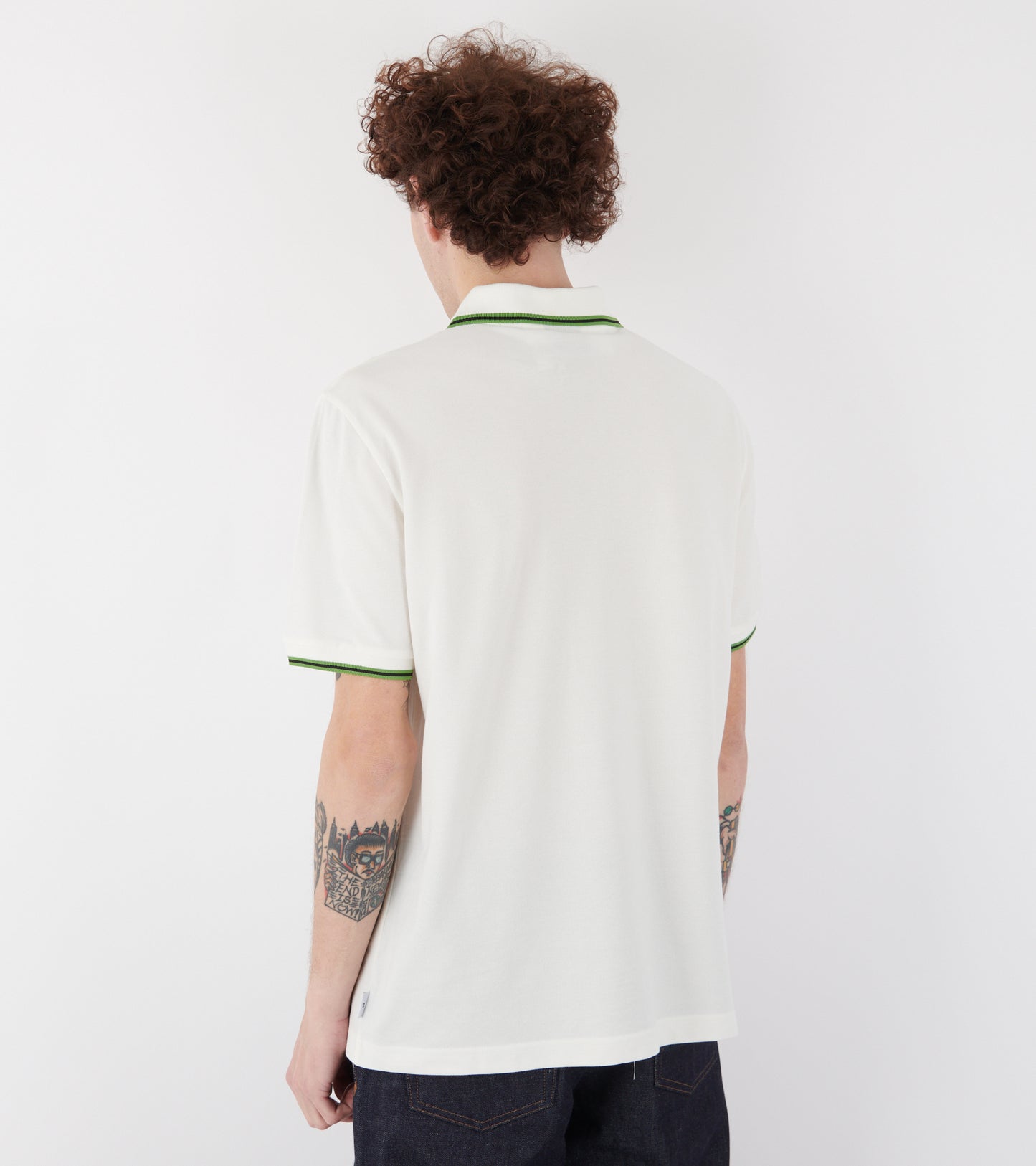 S/S Polo Shirt White/Green