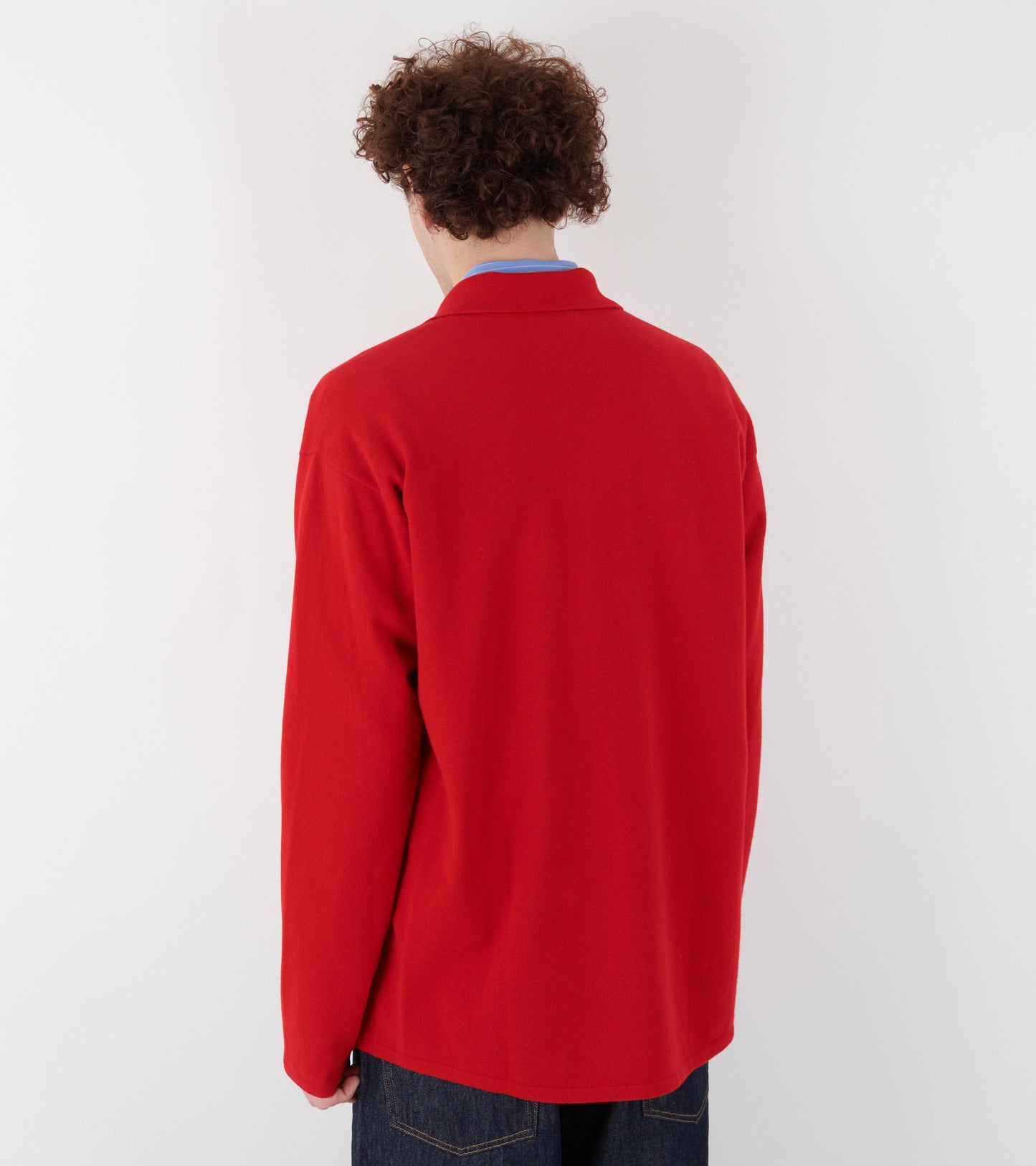 High Twist Wool Knit Shirt Cardigan Red