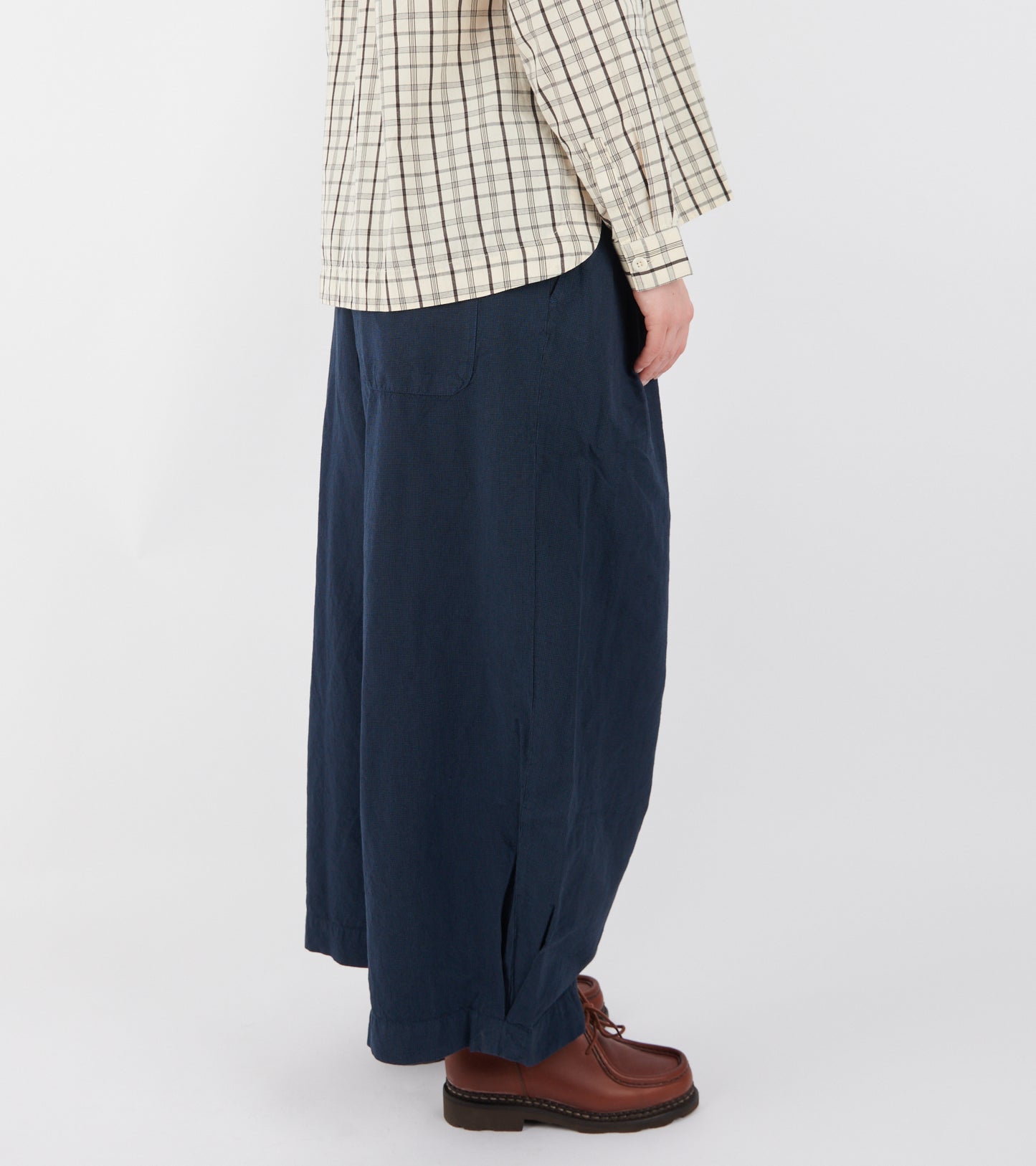 Micro Houndstooth Wide Leg Trousers Steel Blue