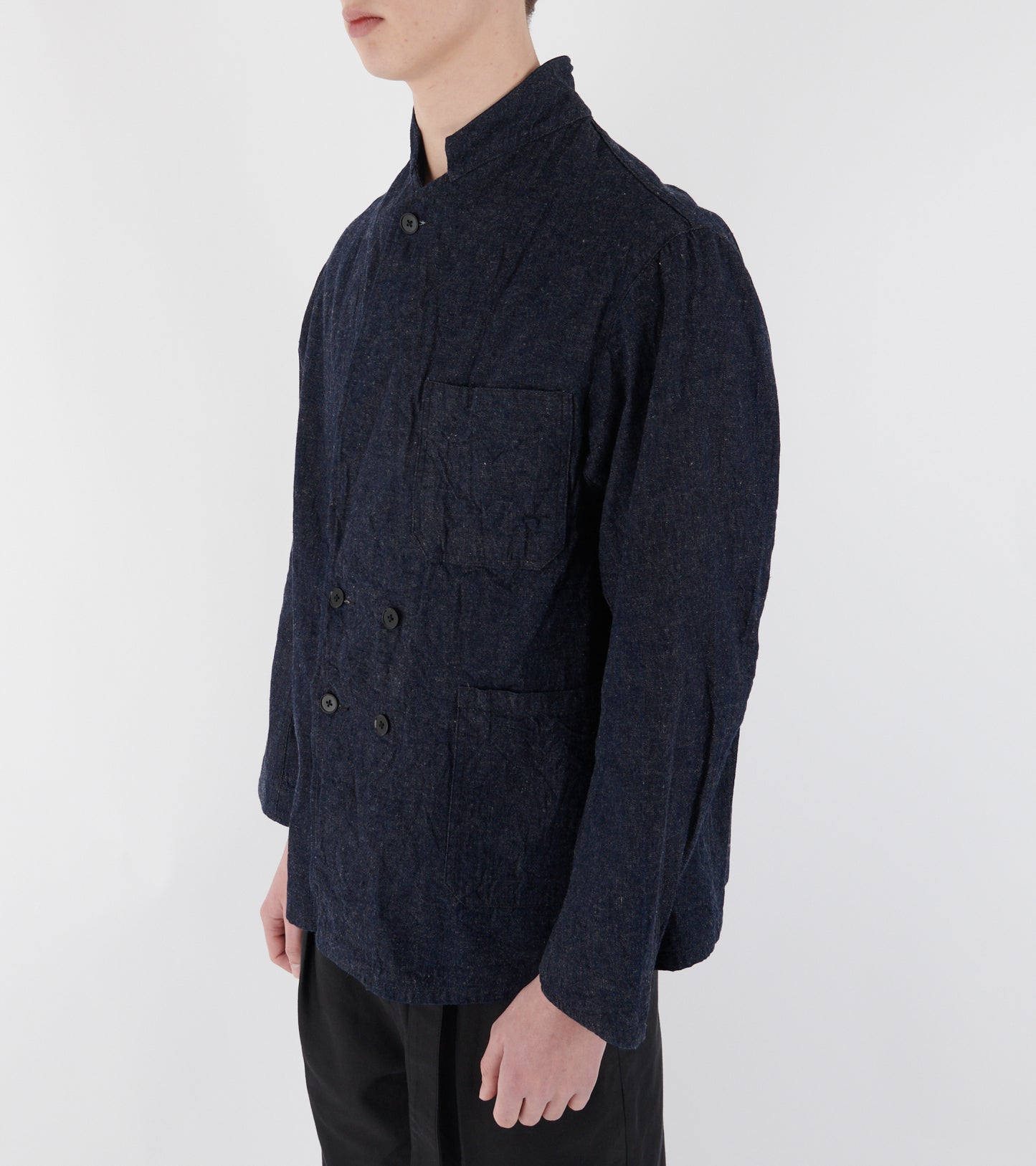 Cotton Linen Denim Jacket Blue