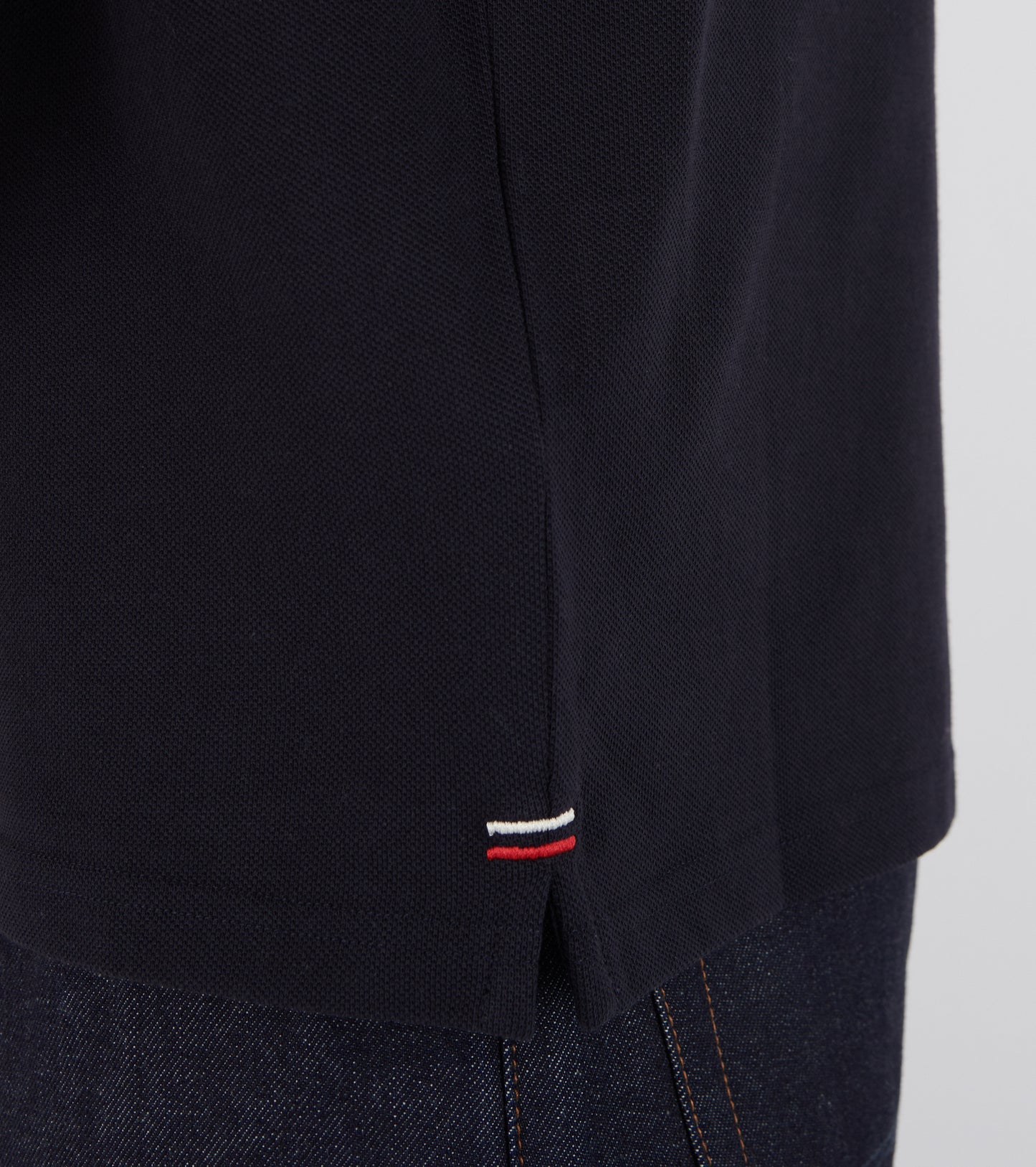 Logo Patch Cotton Pique Polo Shirt Navy