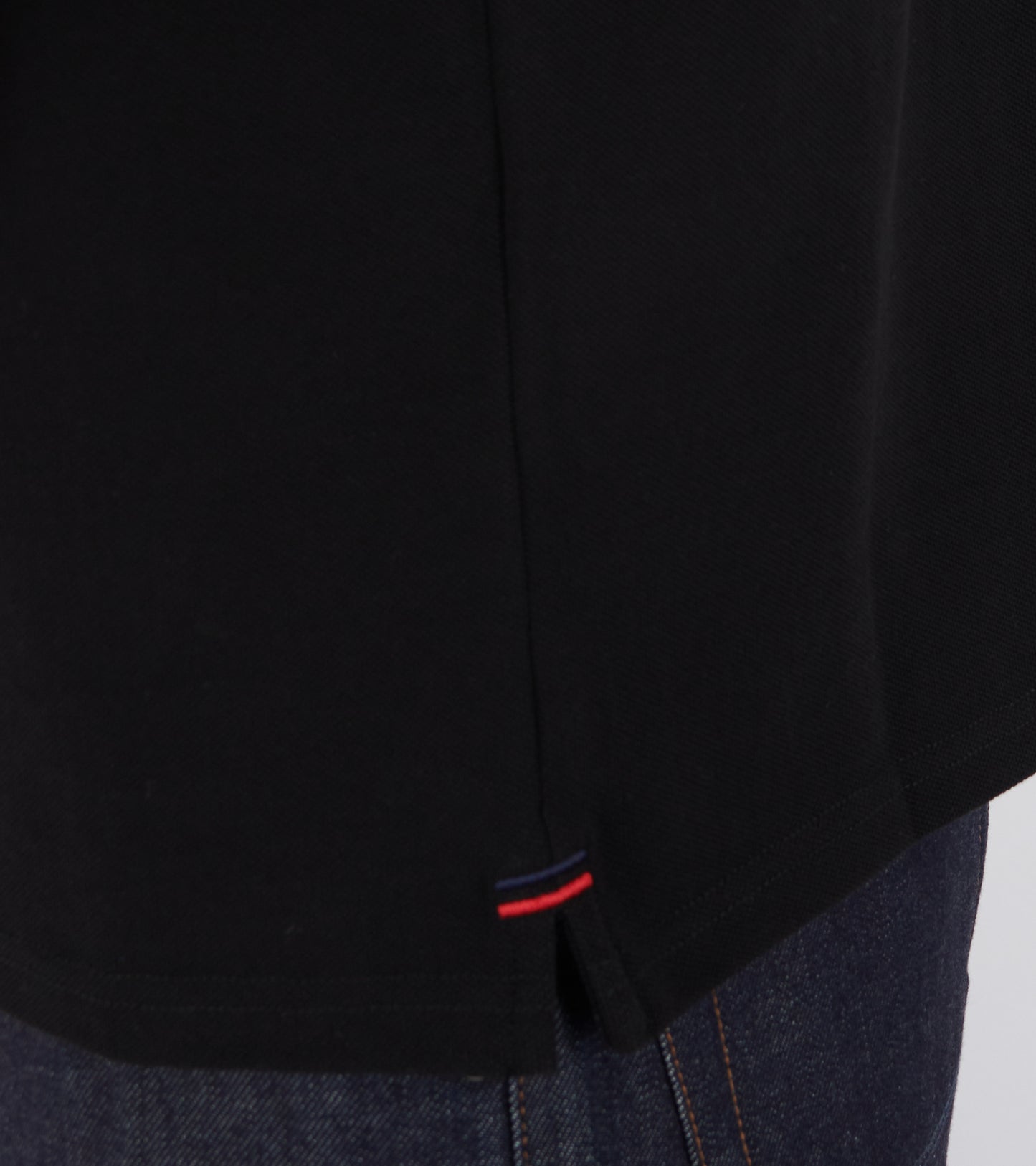 Logo Patch Cotton Pique Polo Shirt Black