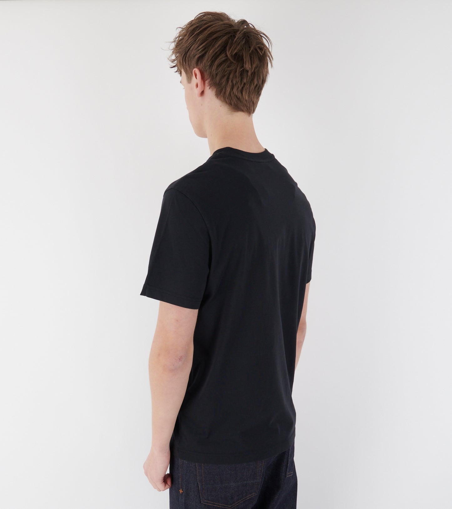 Embroidered Tricolor Logo Cotton T-shirt Navy