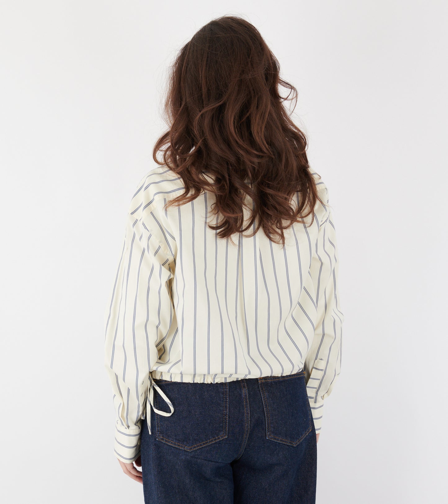 Striped Cotton Silk L/S Shirt White