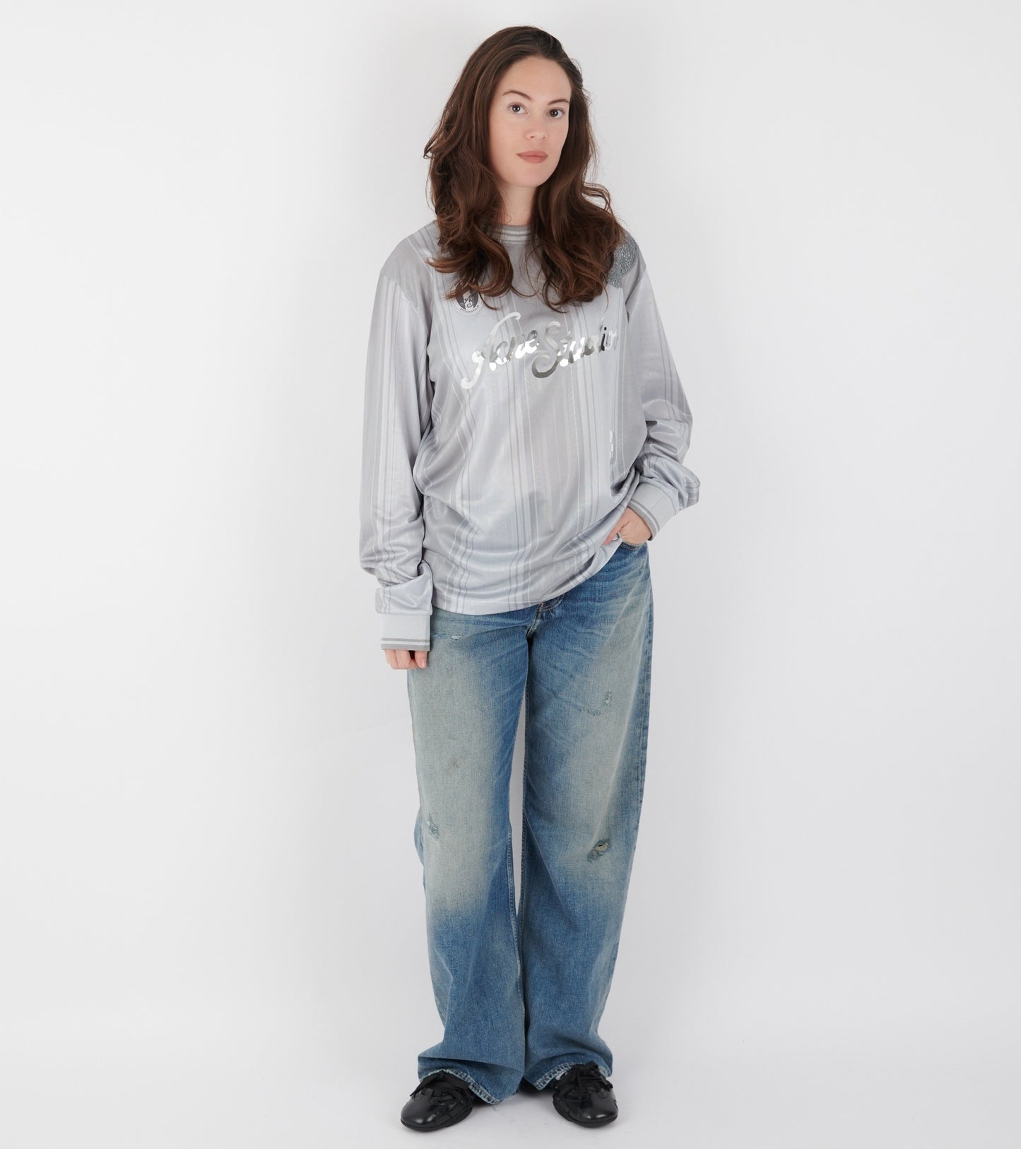 Logo Sports Jersey Top Grey