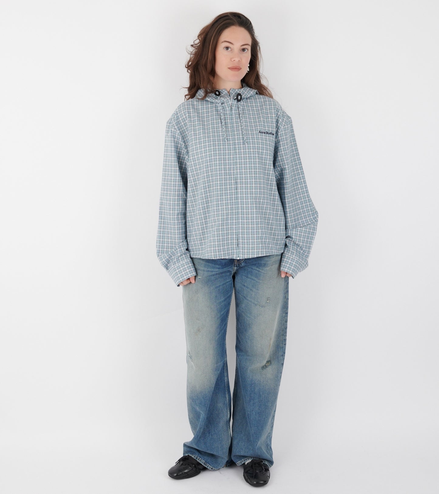 Hooded Check Jacket Blue/White