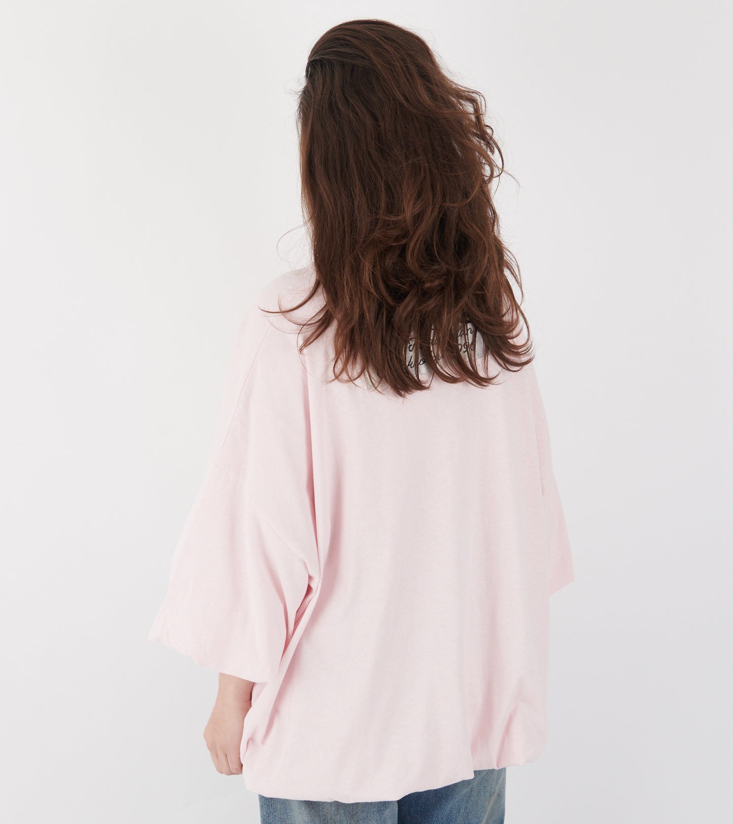 Gathered Logo T-shirt Baby Pink