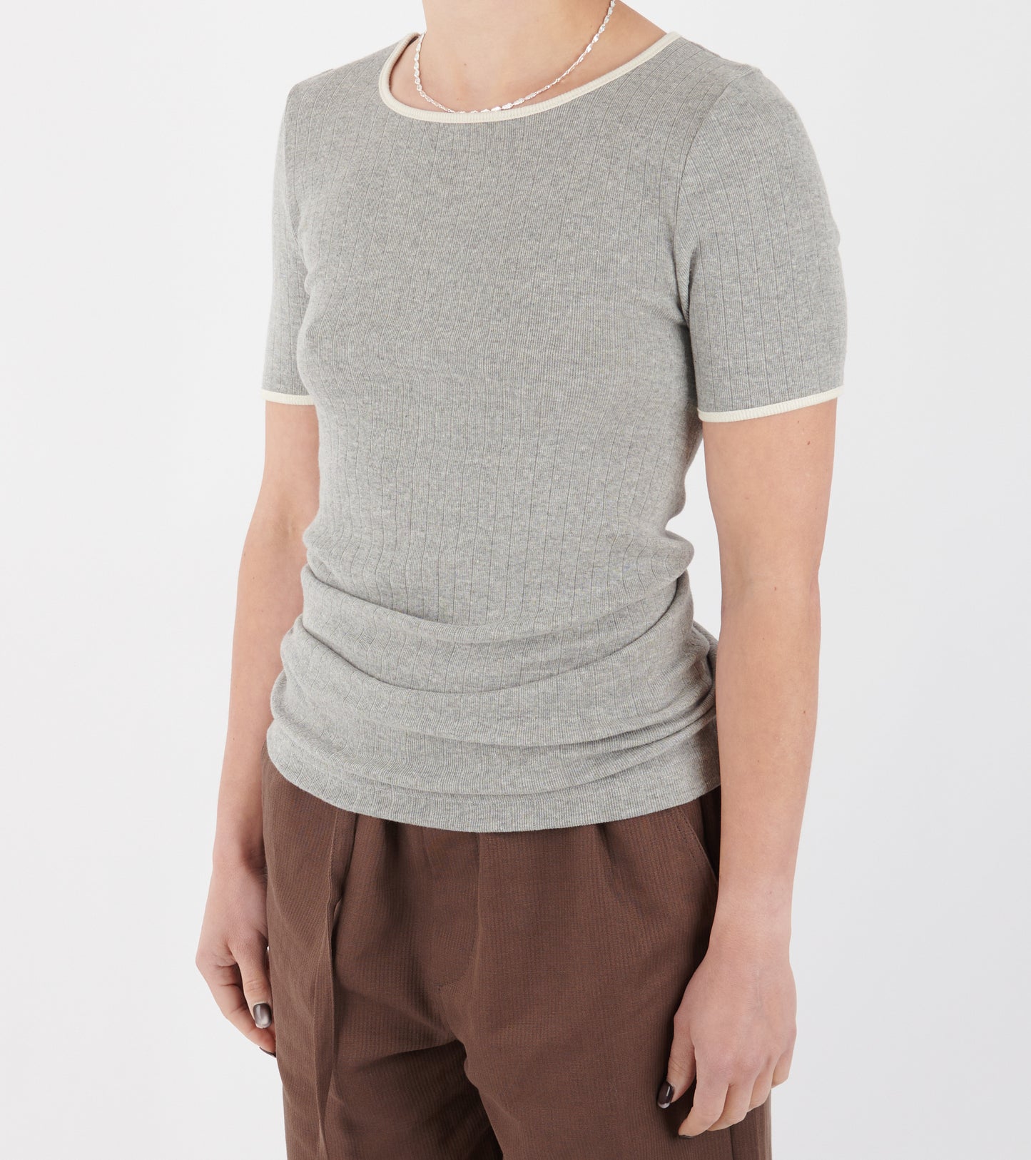 101 Short Sleeve T-shirt Kontrast Grey Melange/Ecru