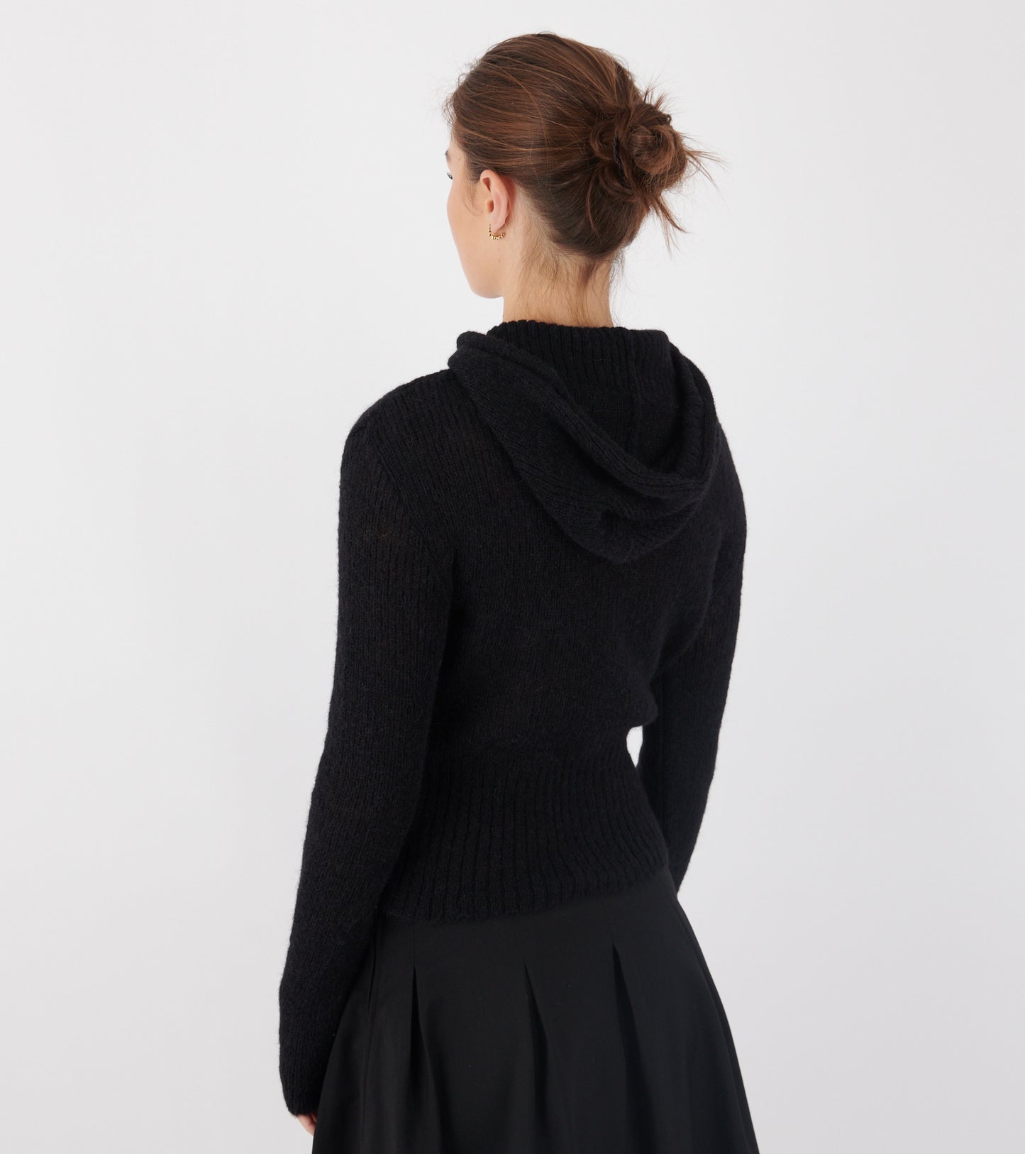 Compact Hood Black Fuzzy Alpaca