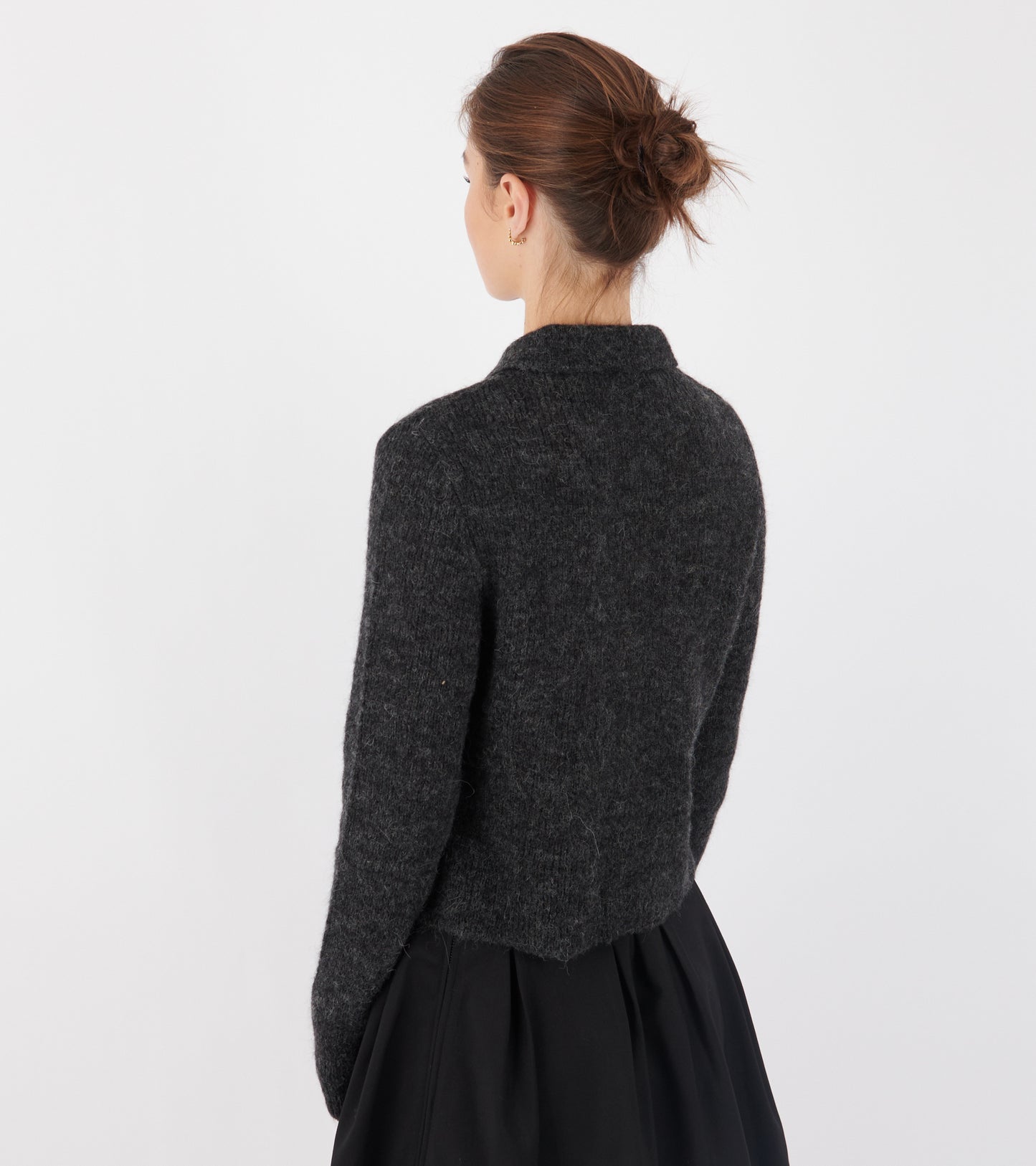 Mazzy Polo Charcoal Melange Fuzzy Alpaca
