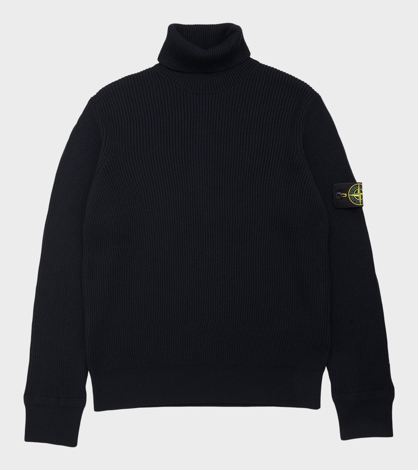 Rib Knitted T-neck Sweater Dark Navy