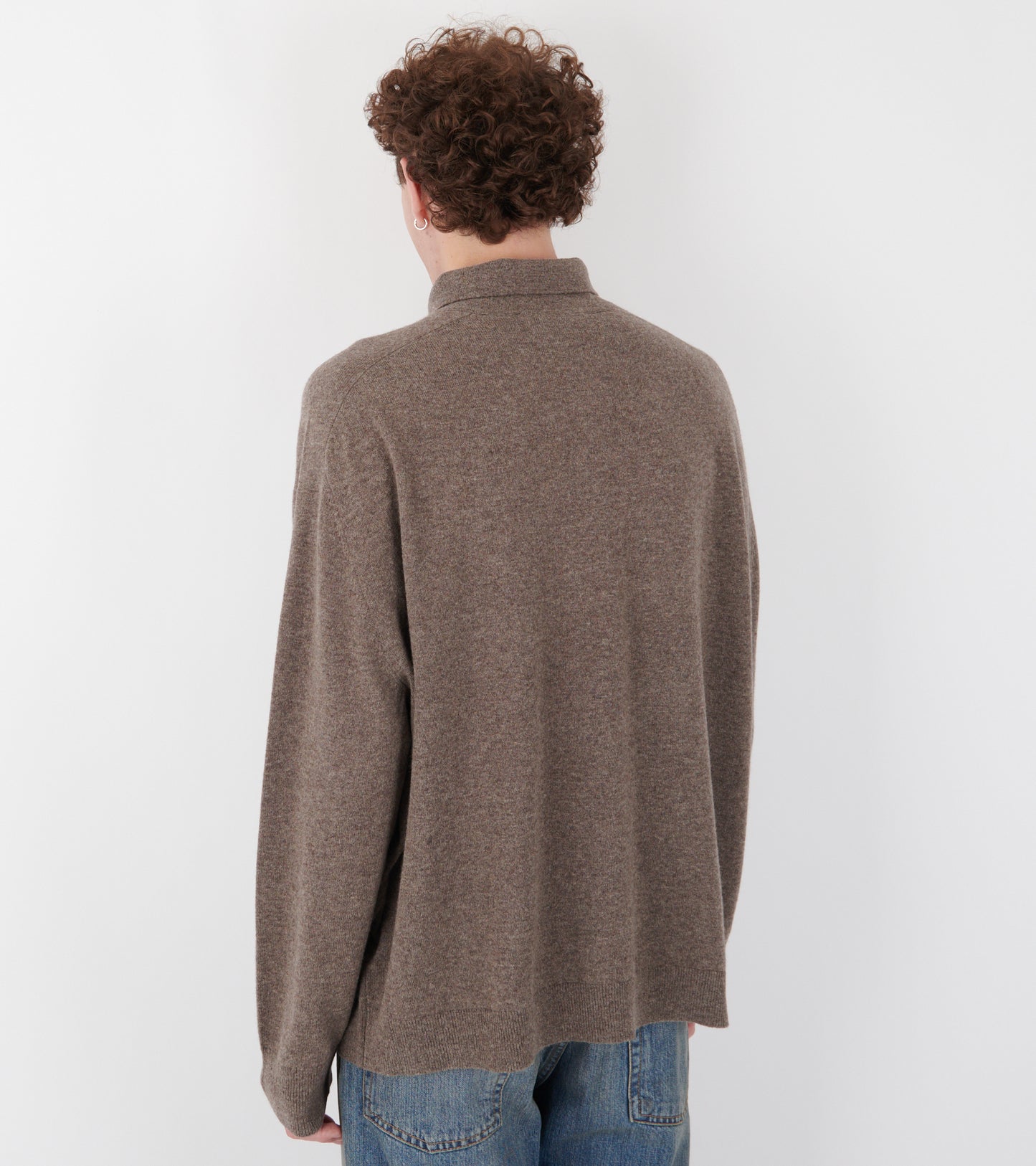 Wool Knit Polo Brown Melange