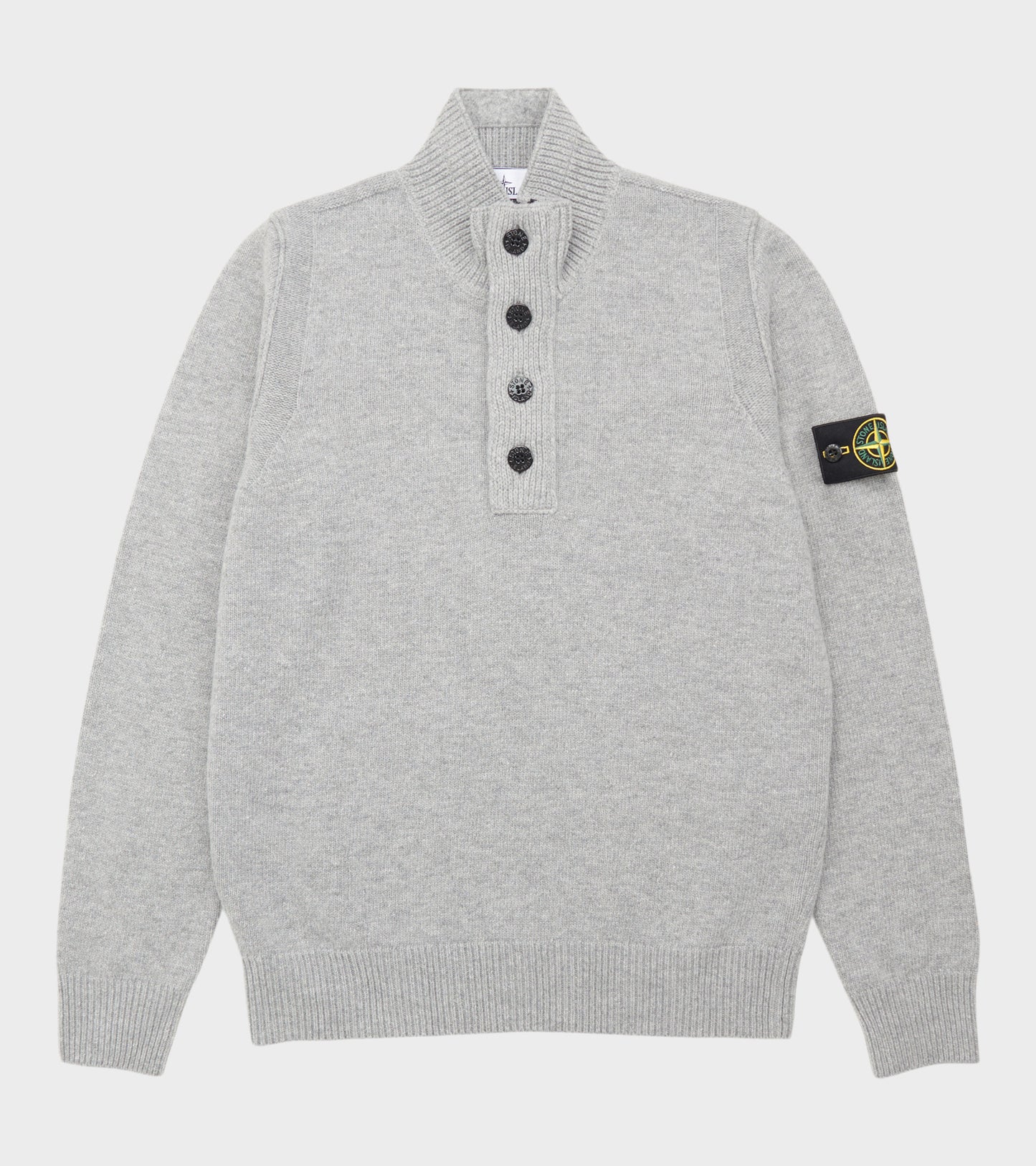 Half Zip Button Wool Knit Light Grey