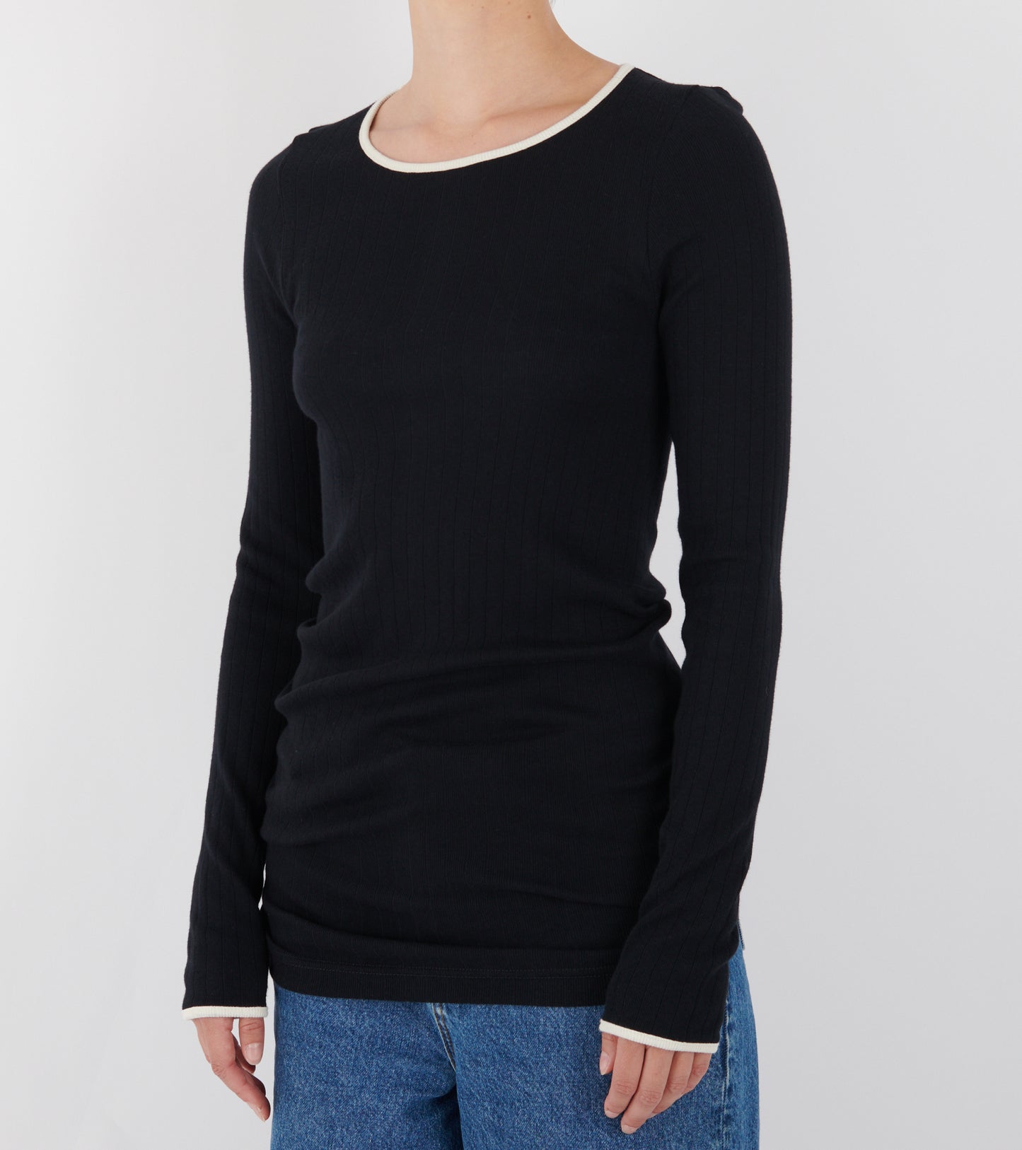 101 Rib Extra Kontrast Black/Ecru