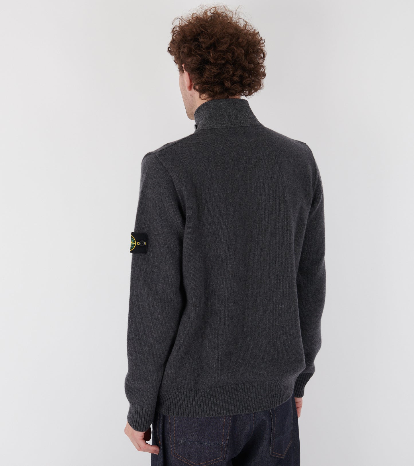 Zip Button Wool Cardigan Dark Grey