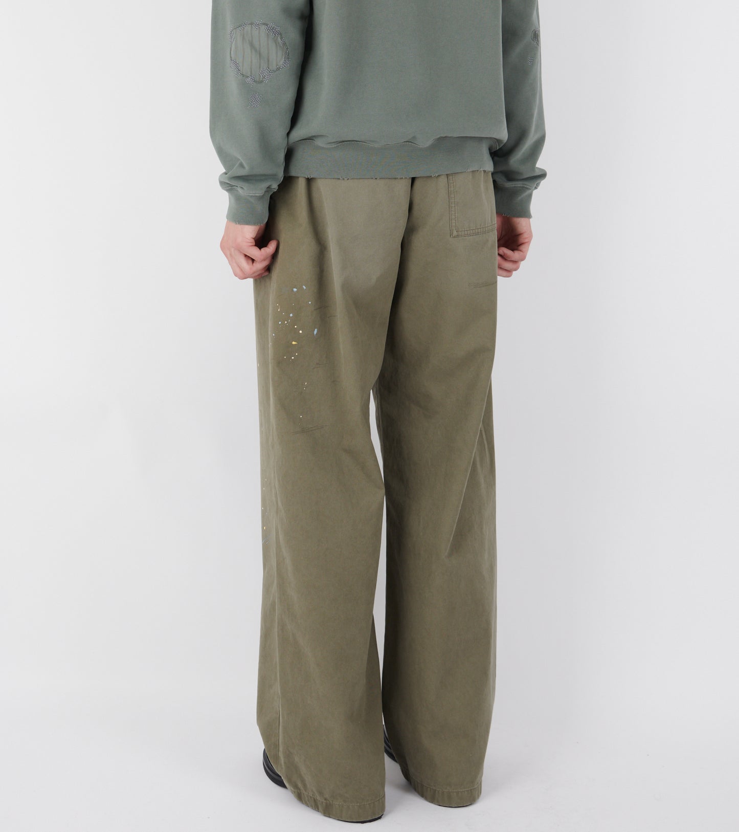 Washed Cotton Trousers Dusty Green