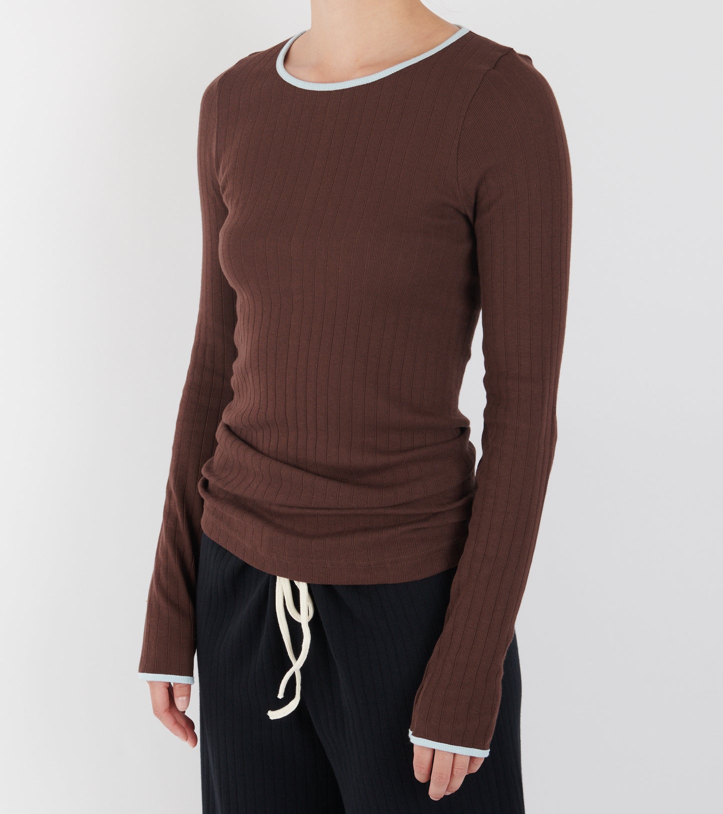 101 Rib Kontrast Brown/Light Blue