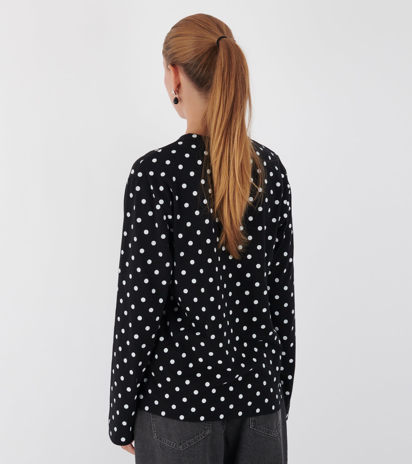 U Red Heart LS Dot T-shirt Black/White