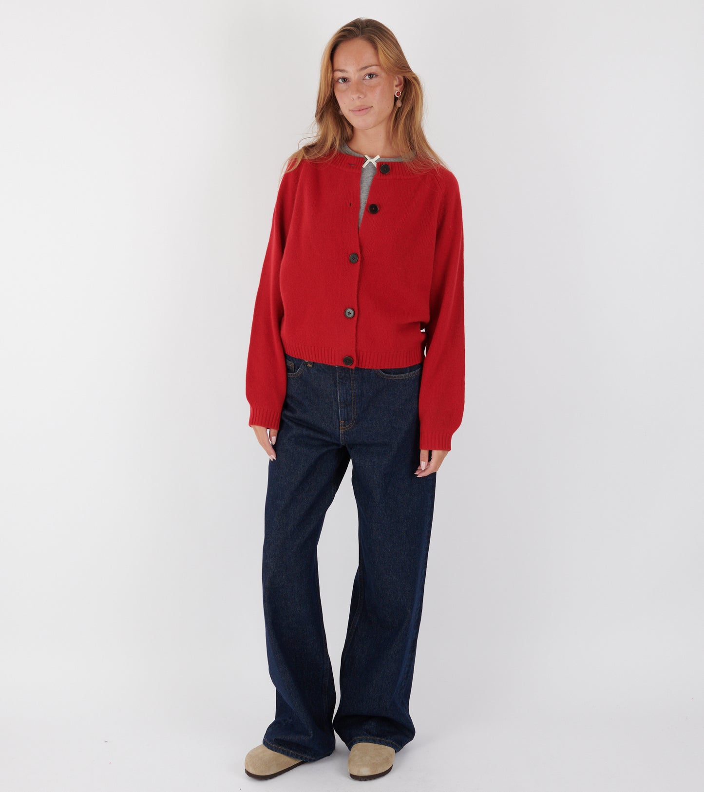 Eden Wool Cashmere Raglan Cardigan Cardinal Red