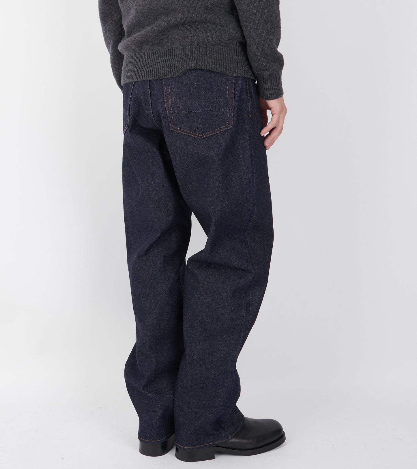 Loose Jeans Raw Denim Dark Blue