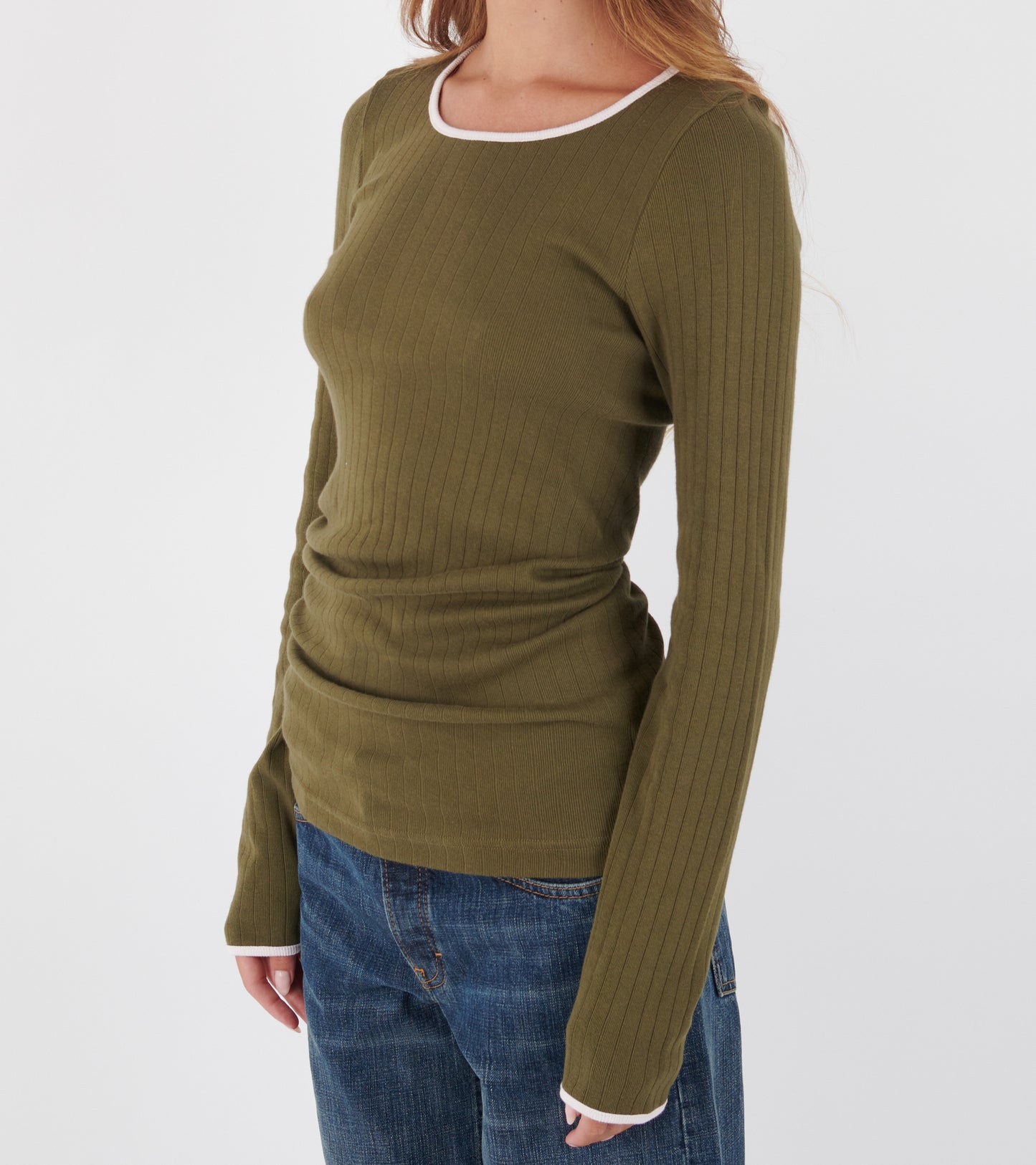101 Rib Kontrast Olive/Rose