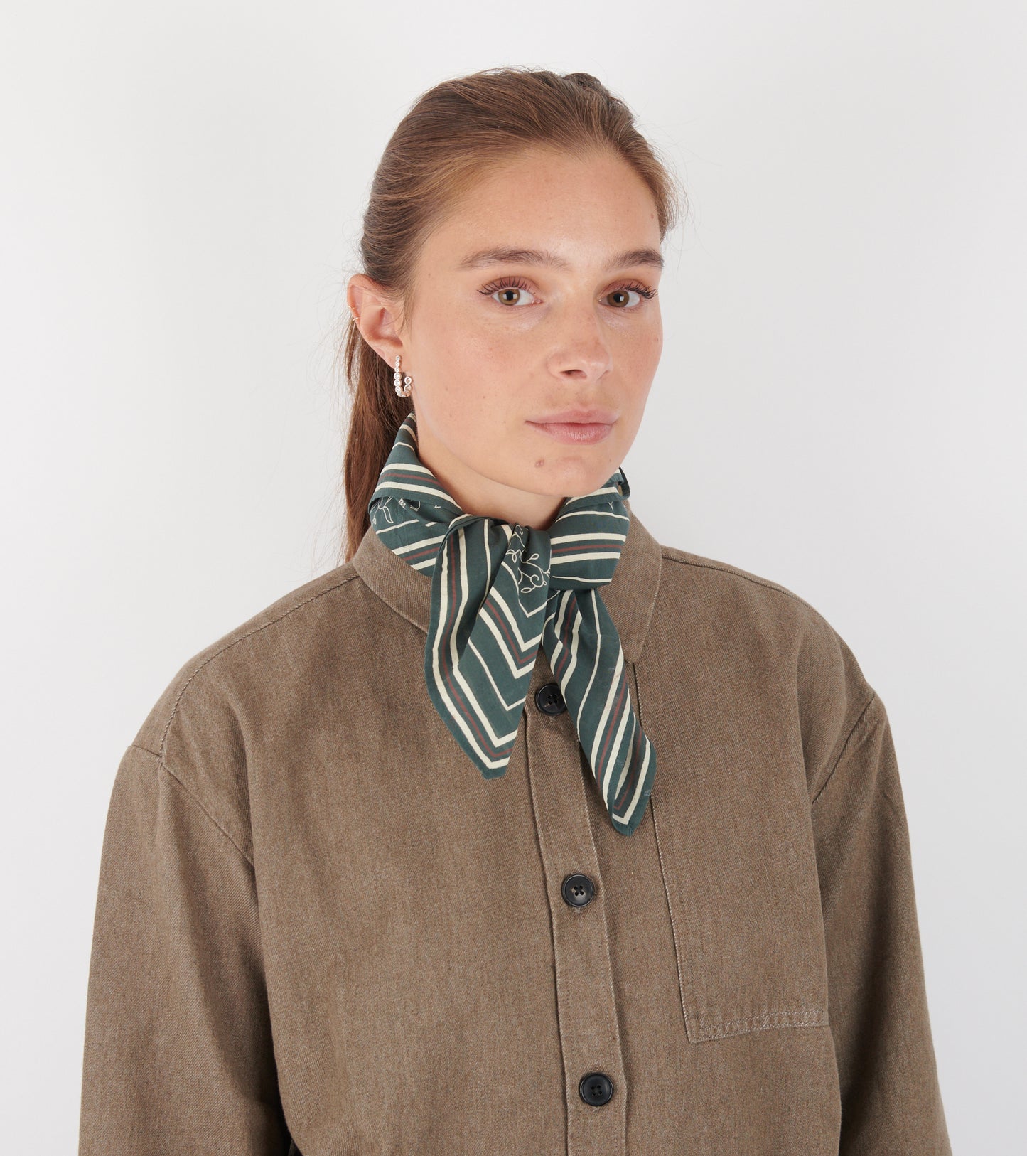 Skall Classic Scarf 55x55 Dark Green/Brown