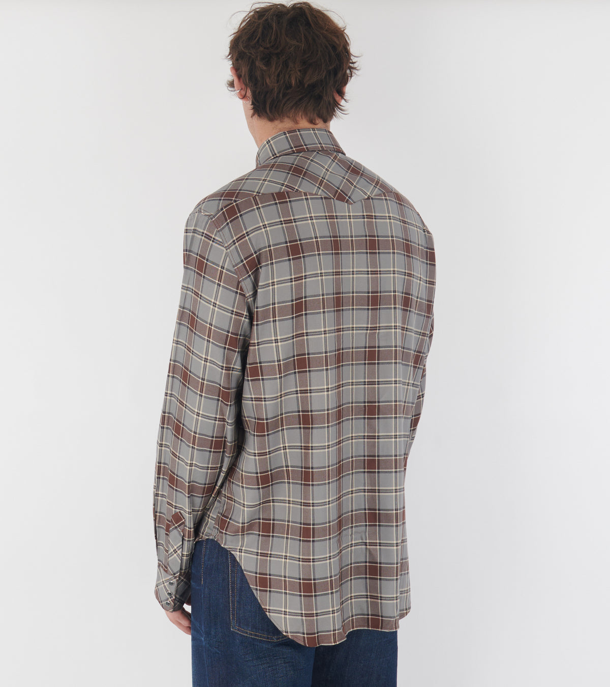 Flannel Check Button-up Shirt Multi Grey