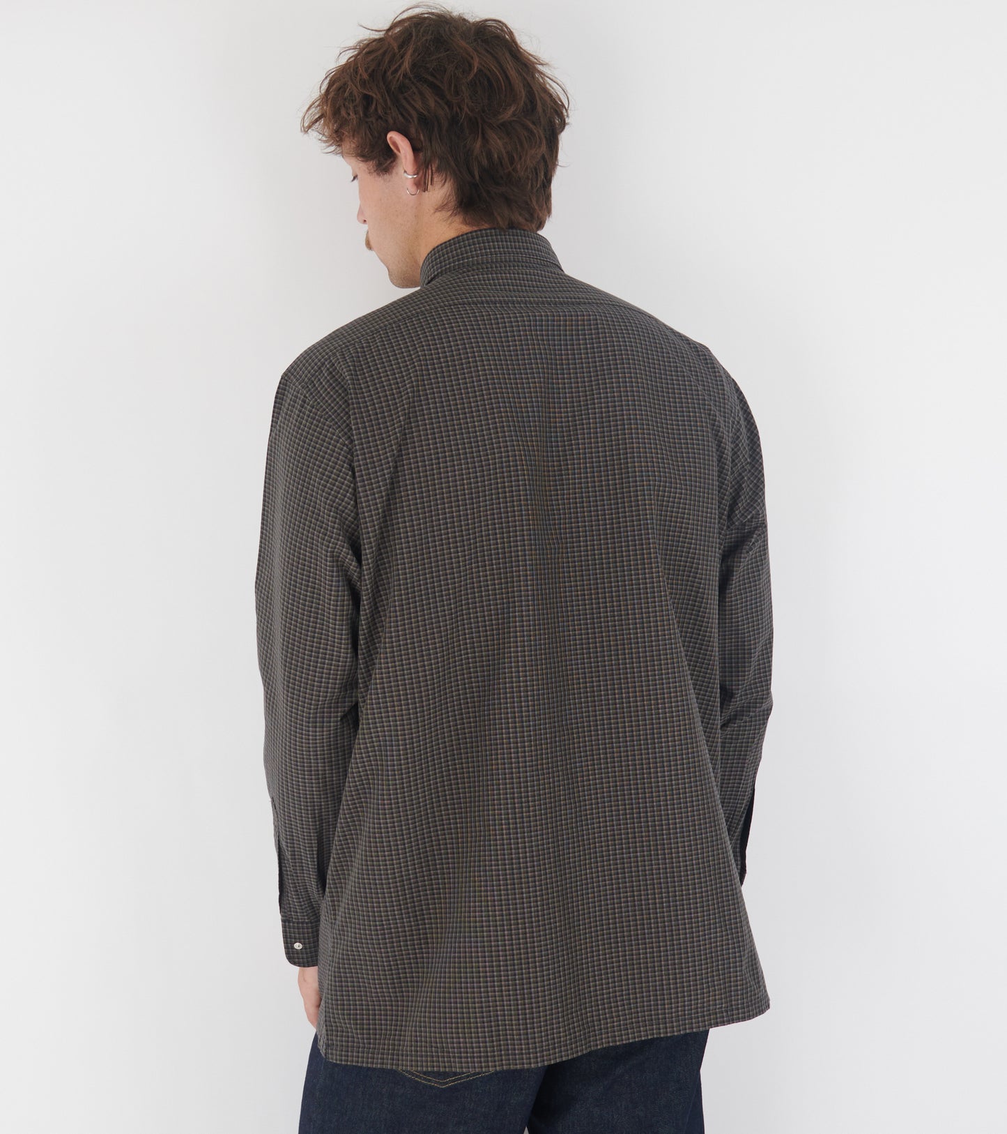 Micro Plaid Wind Shirt Brown/Grey/Navy Mix