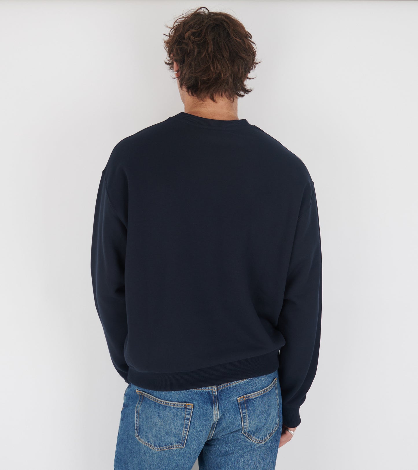 Light Soft Brushed Cotton Terry Sweatshirt Navy