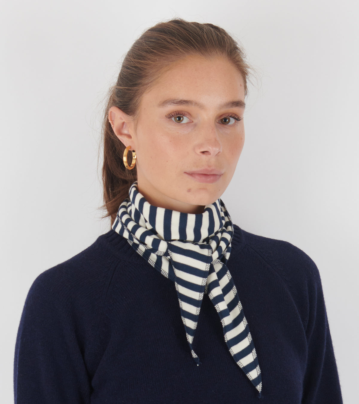 Scarf Triangle Marine/Ecru