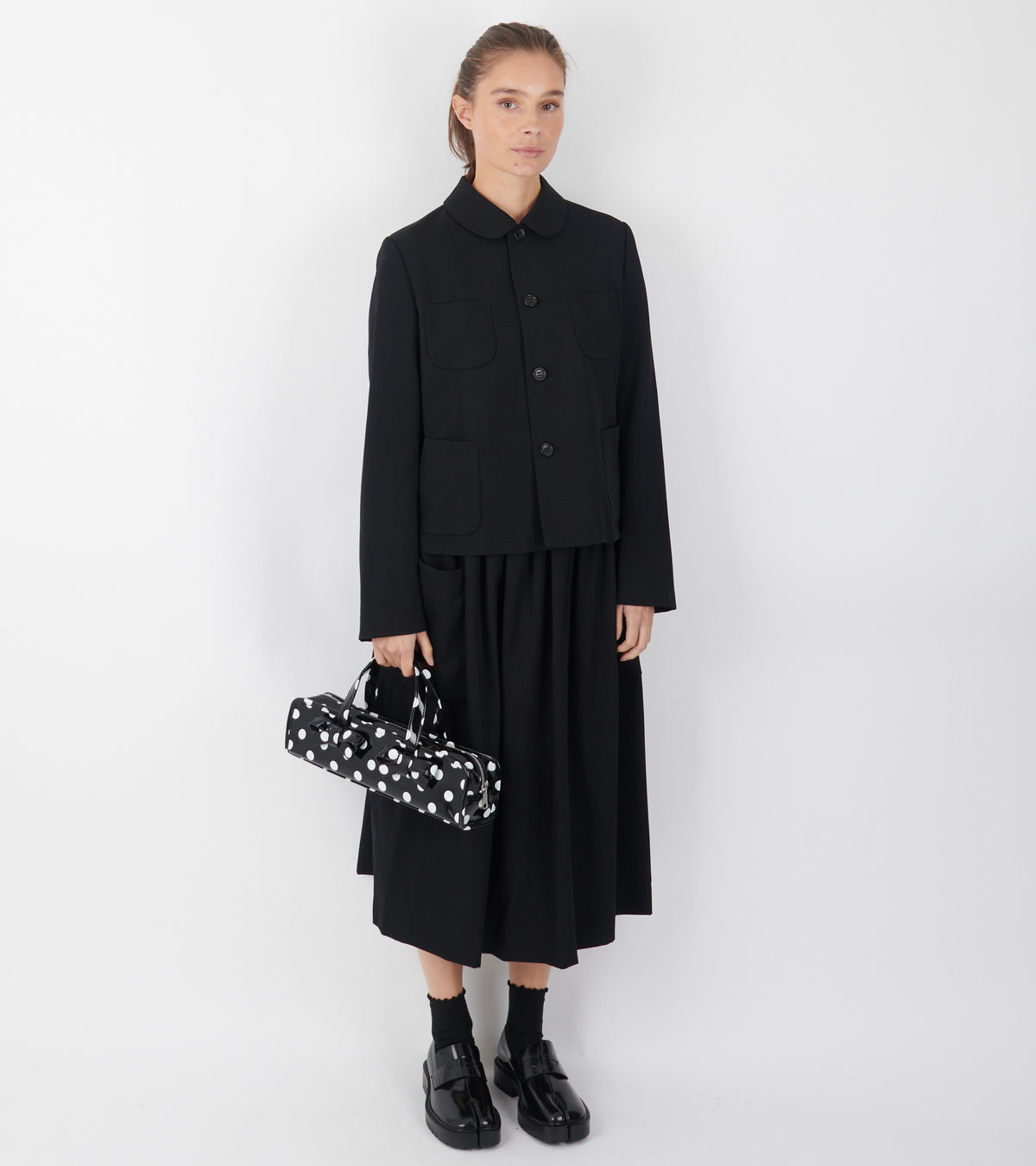 Round Collar Blazer Black