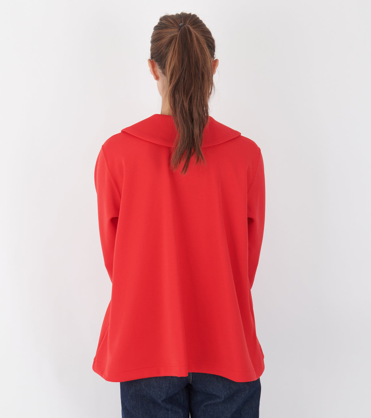 Round Collar Zipper Red