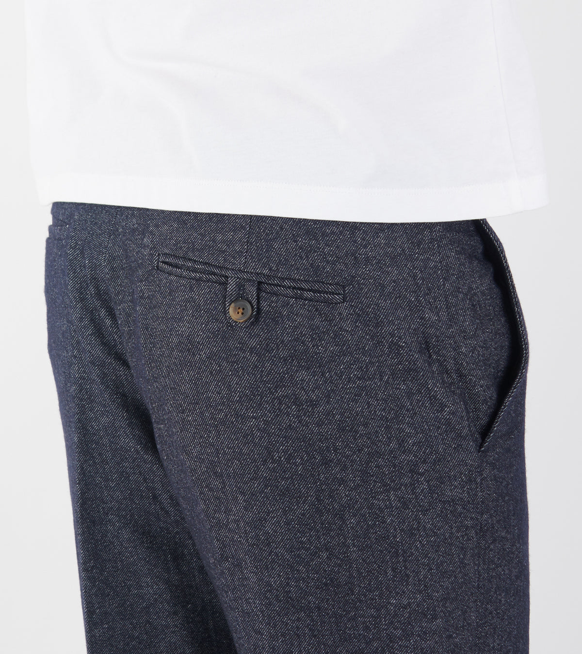 Cotton Blend Flannel Trousers Indigo