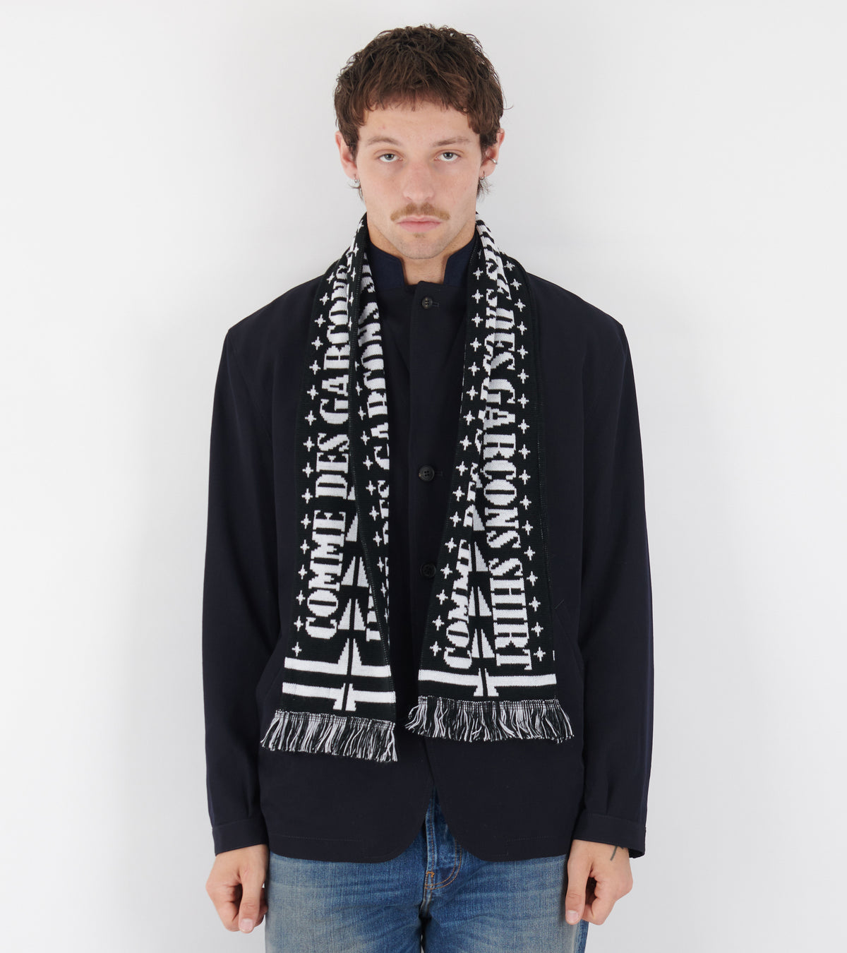Men's Logo Scarf Black/White