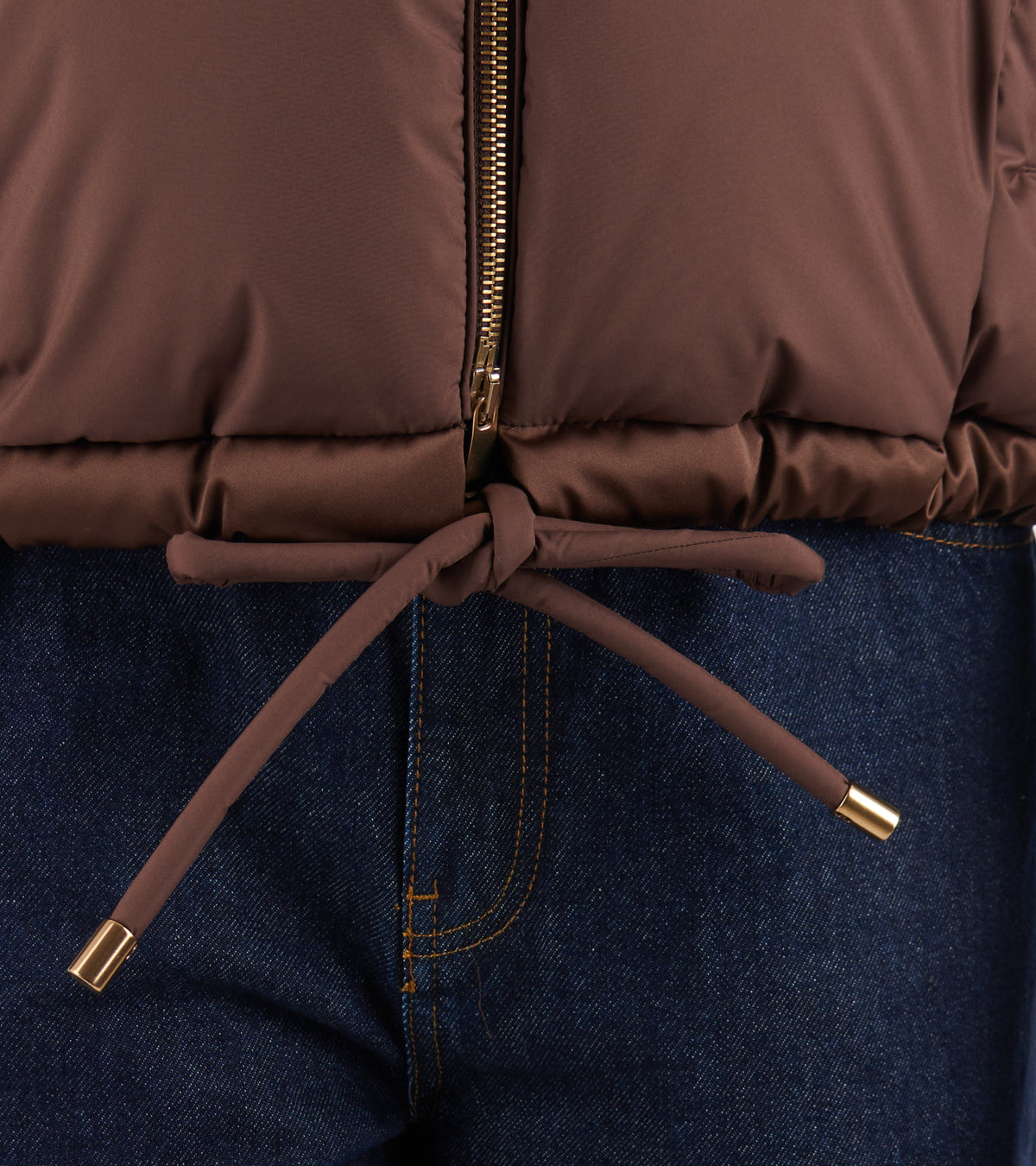 Legerete Square-Quilted Hooded Short Down Jacket Brown