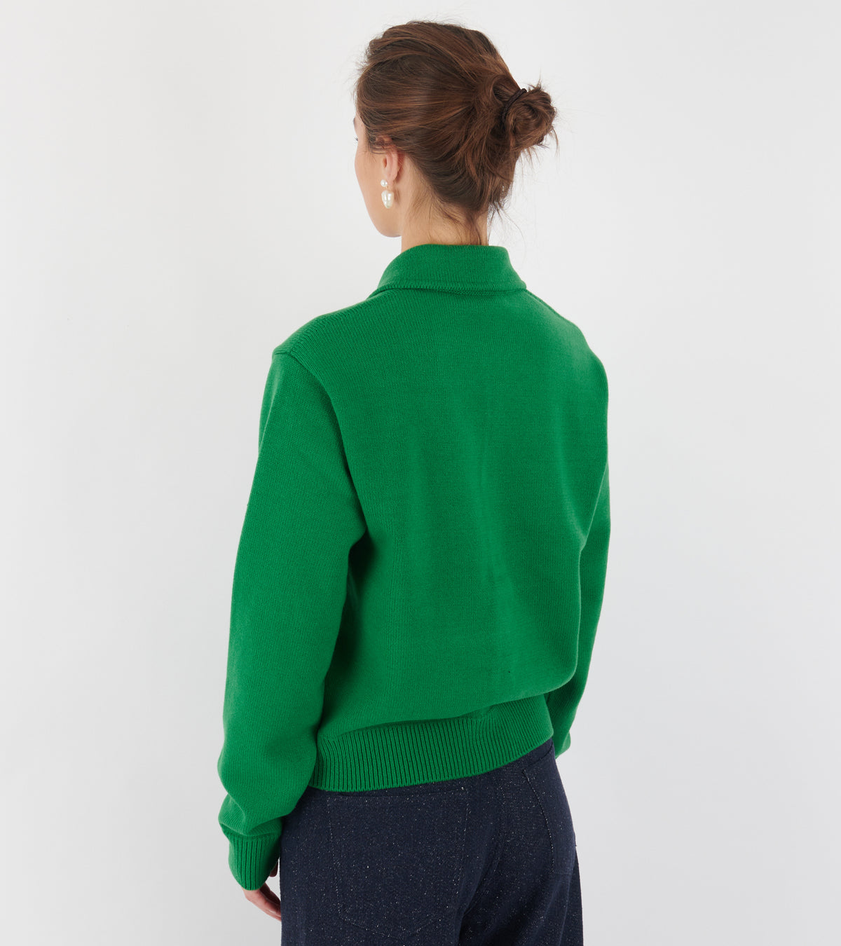 Super Fine Wool Knit Shirt Cardigan Green