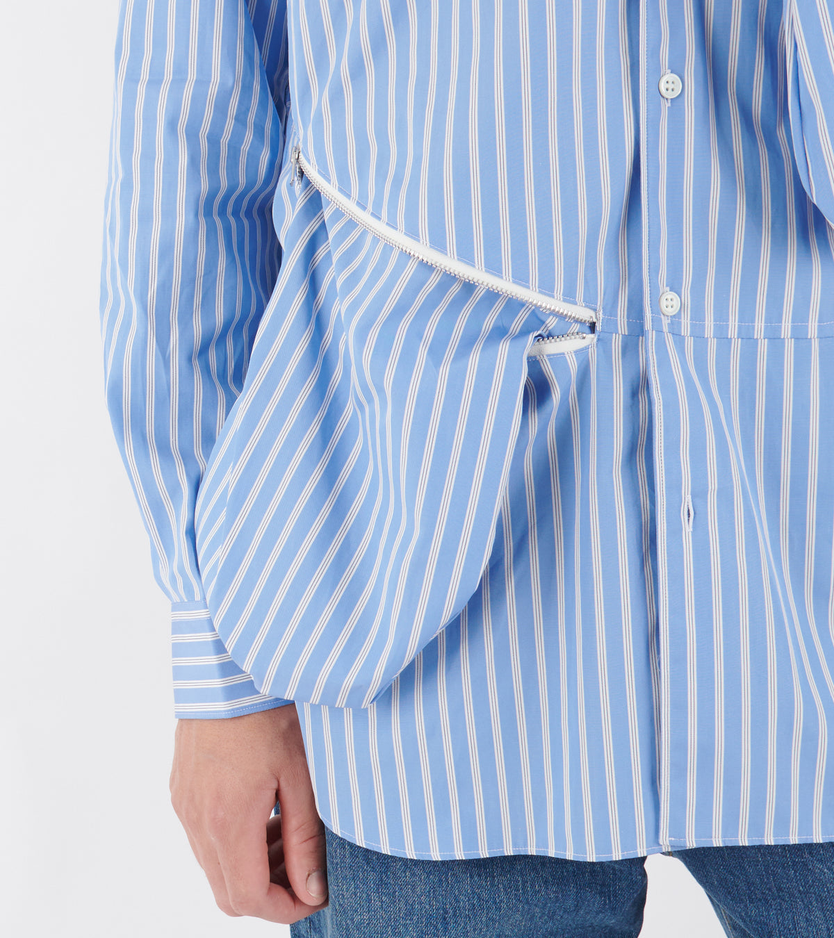 Shirt With Zip Details Blue Stripes