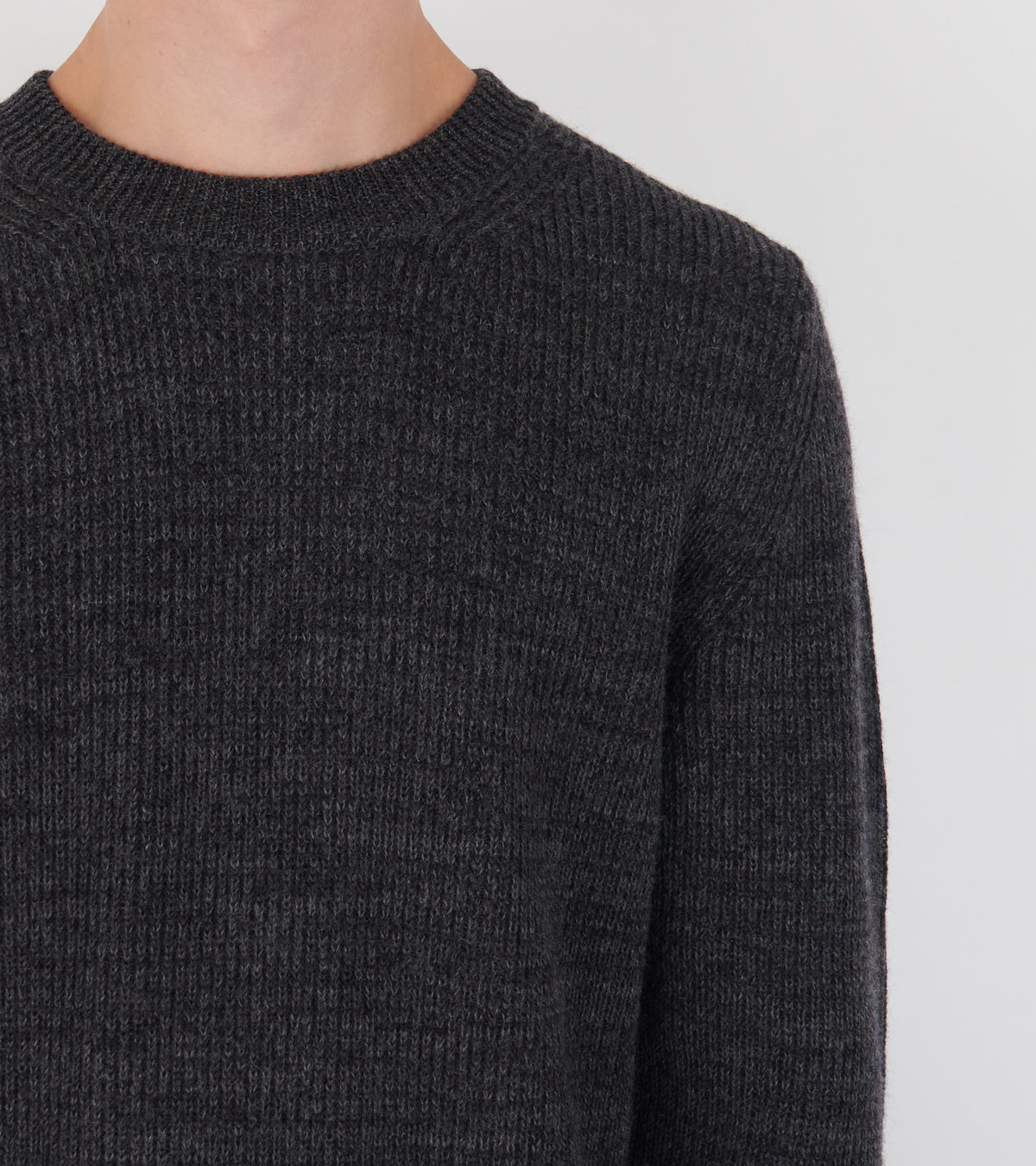 Henning Cotton Wool Rib Sweater Dark Grey Melange