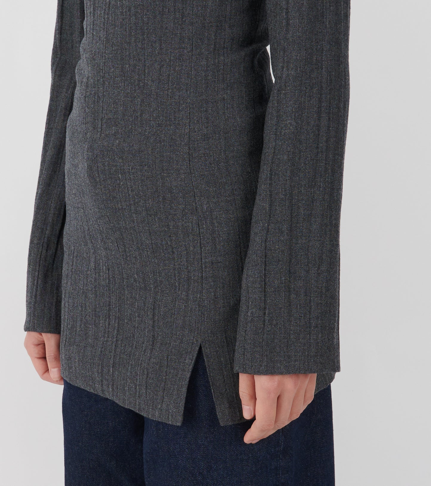 Firm Dress Stone Grey Plisse Wool