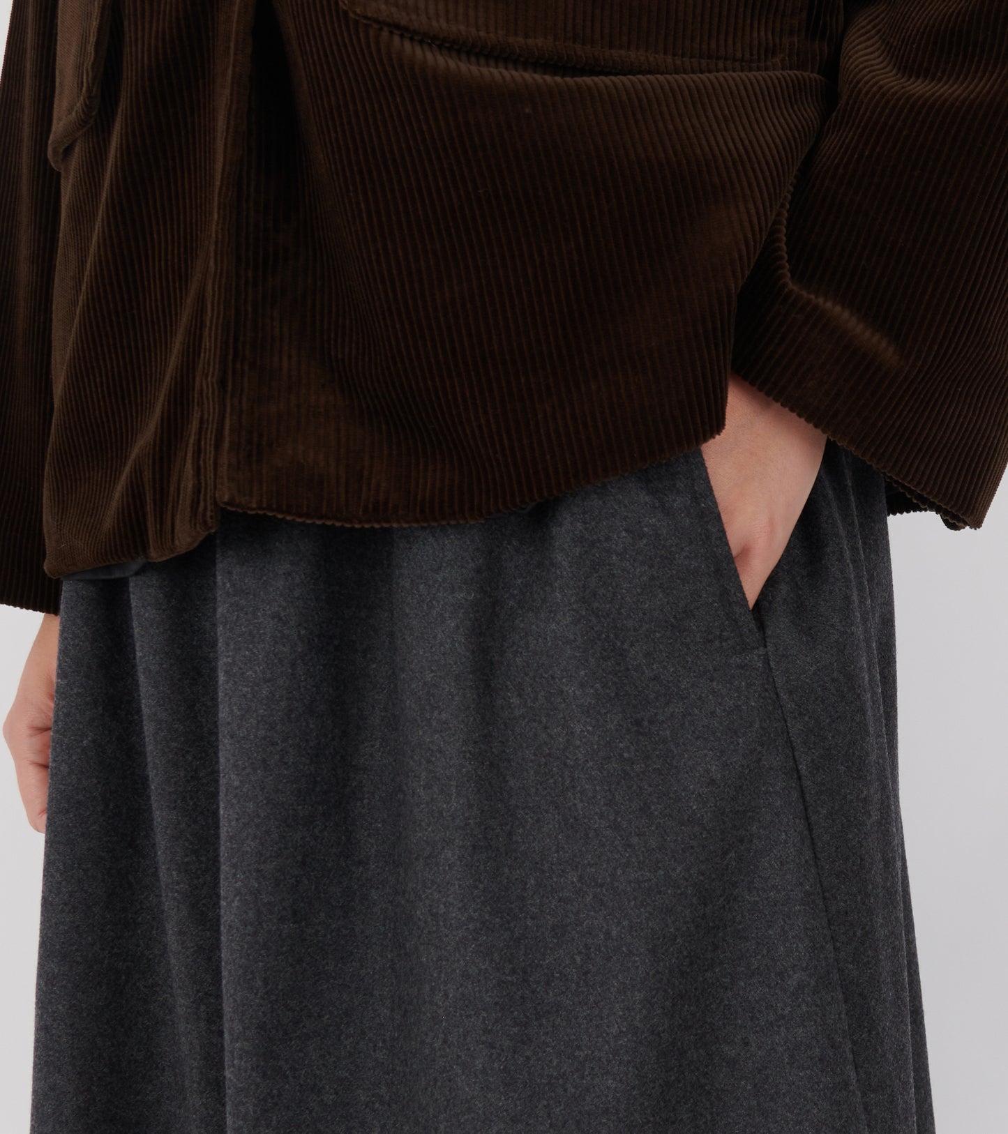 Bianca HW Below Knee Skirt Grey