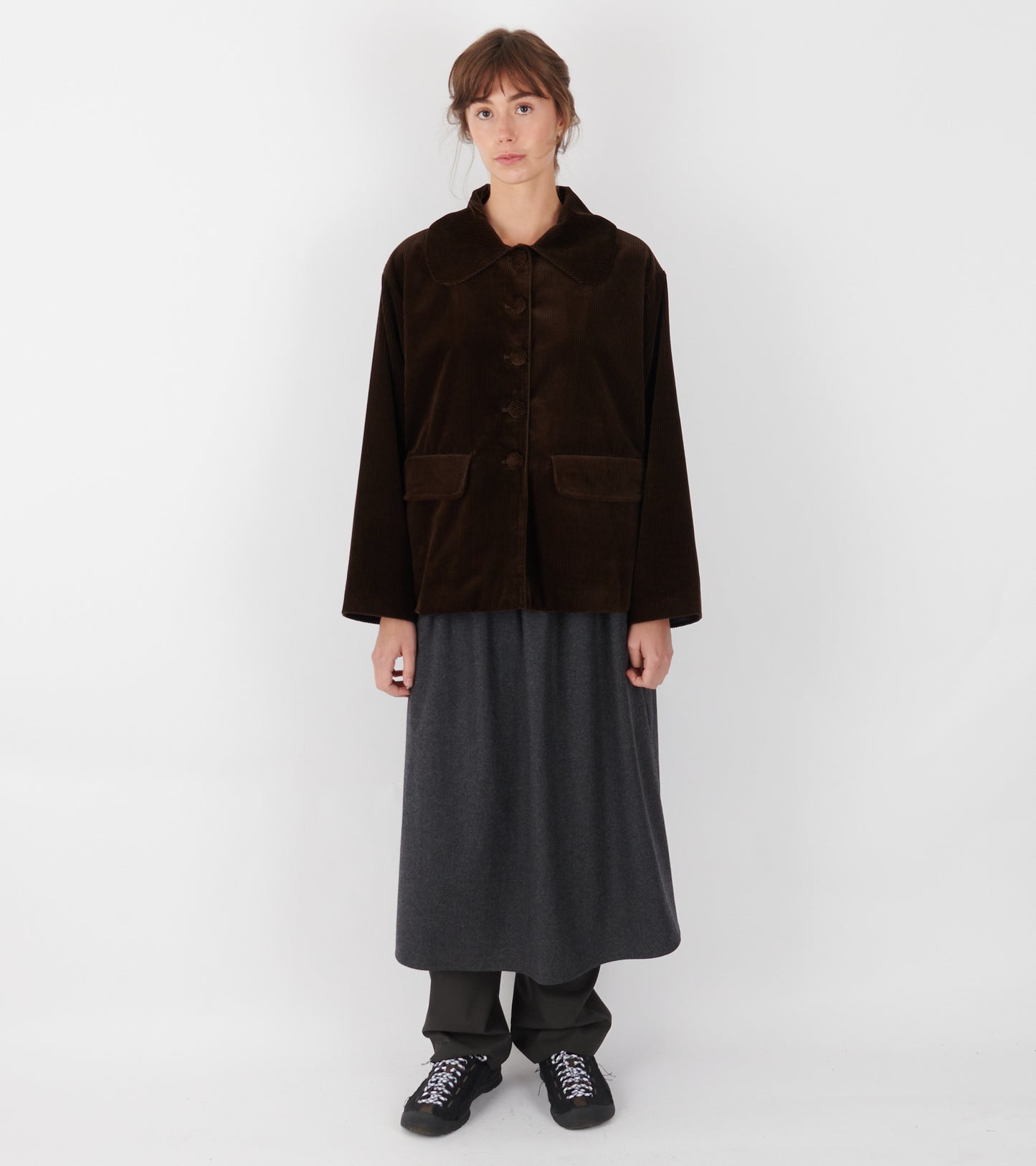 Bianca HW Below Knee Skirt Grey