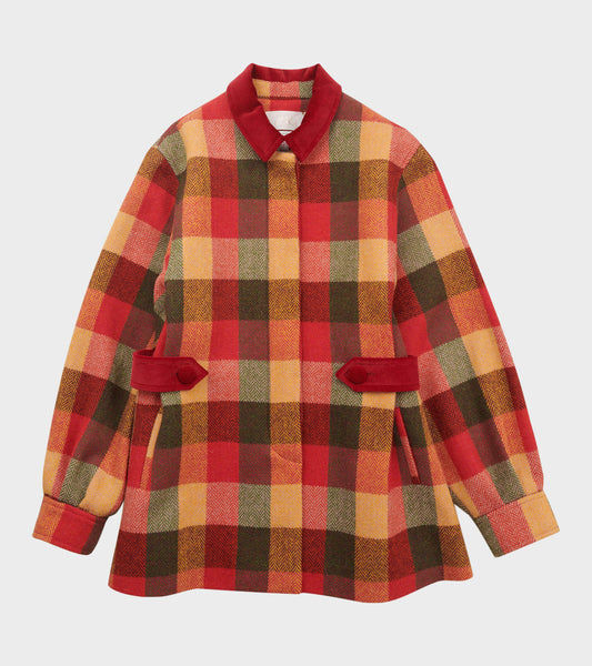 Amanda Coat Red/Orange Check
