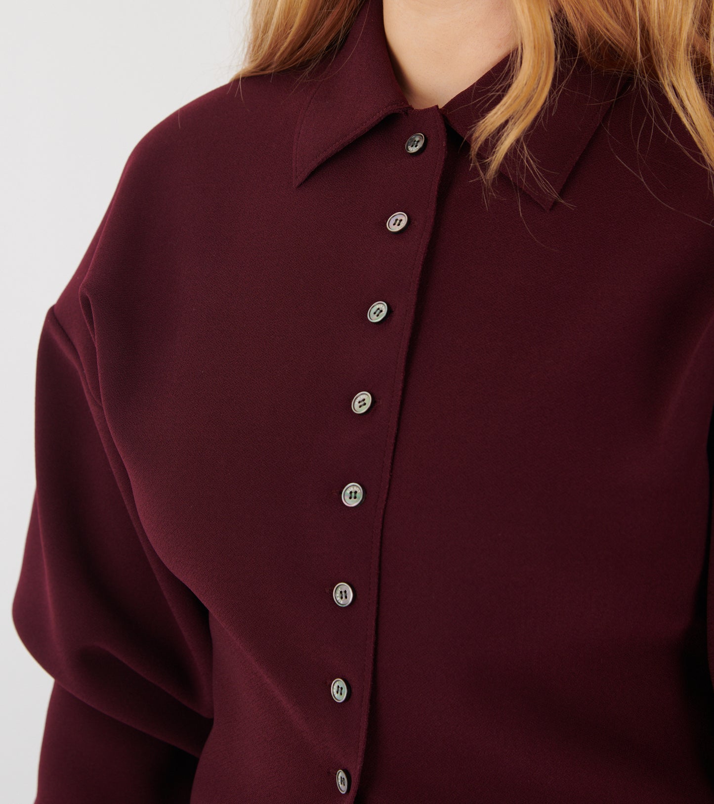 Lay3 Point Collar Cardigan Maroon