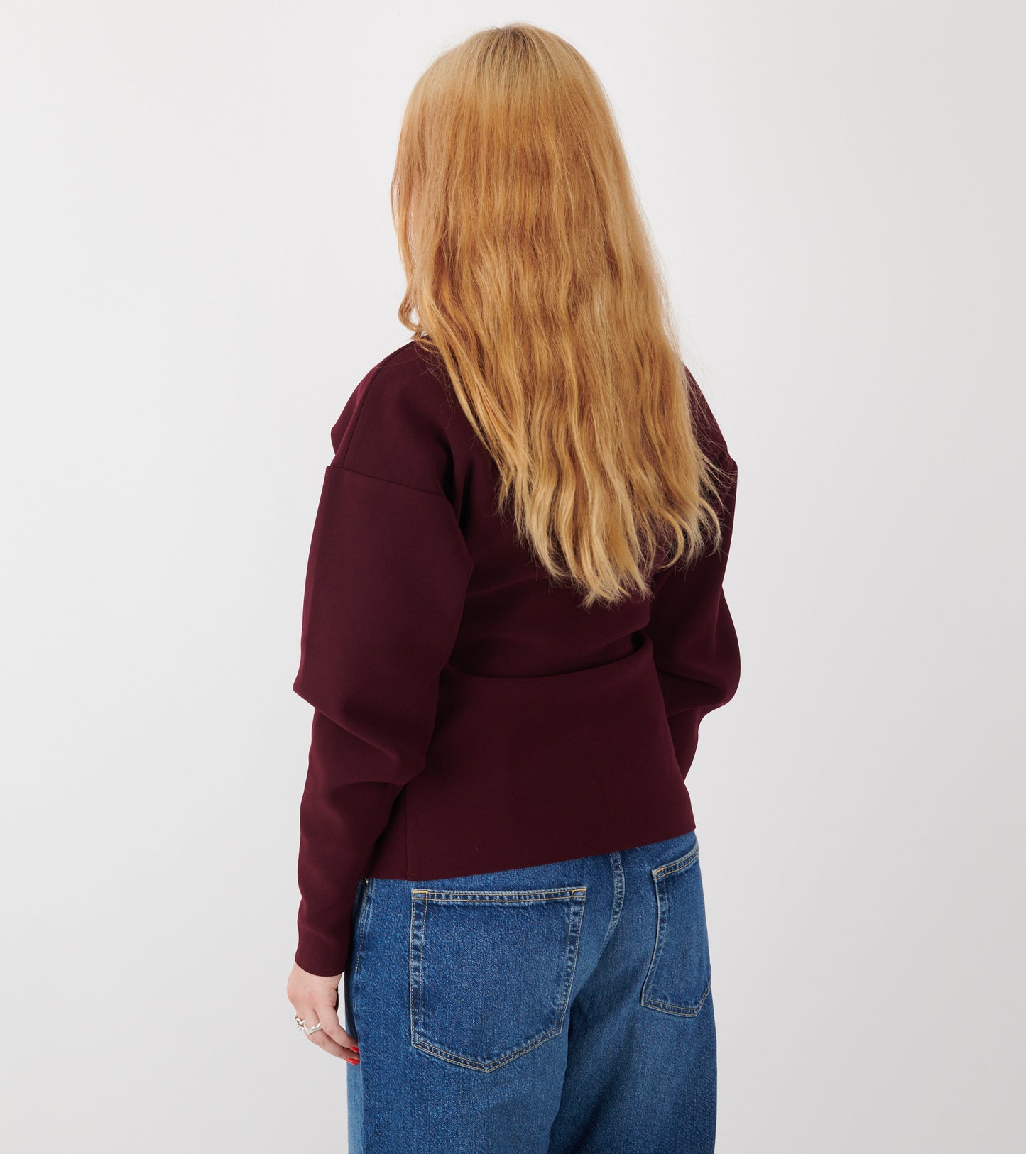 Lay3 Point Collar Cardigan Maroon