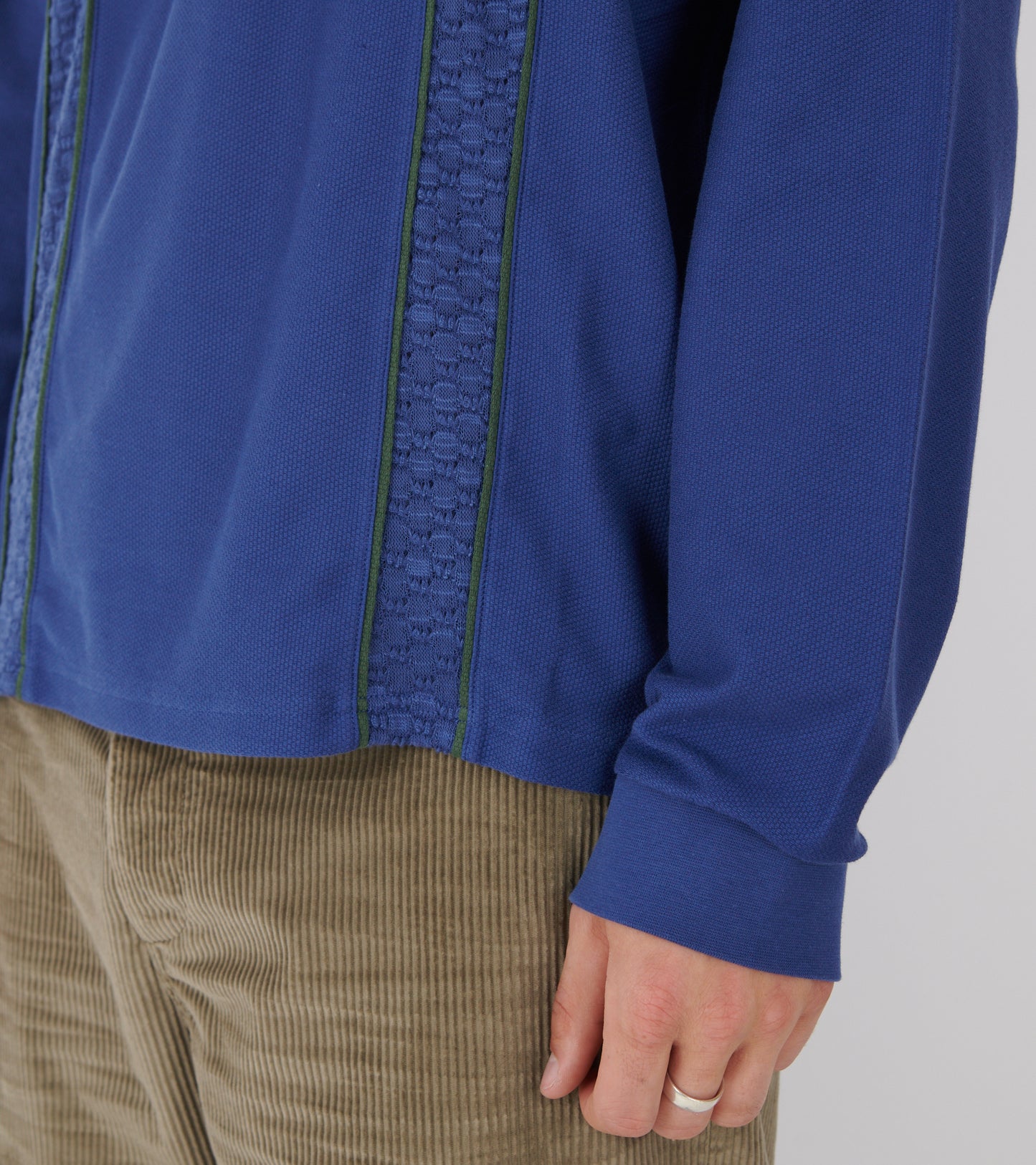 Lace L/S Zip Polo Blue