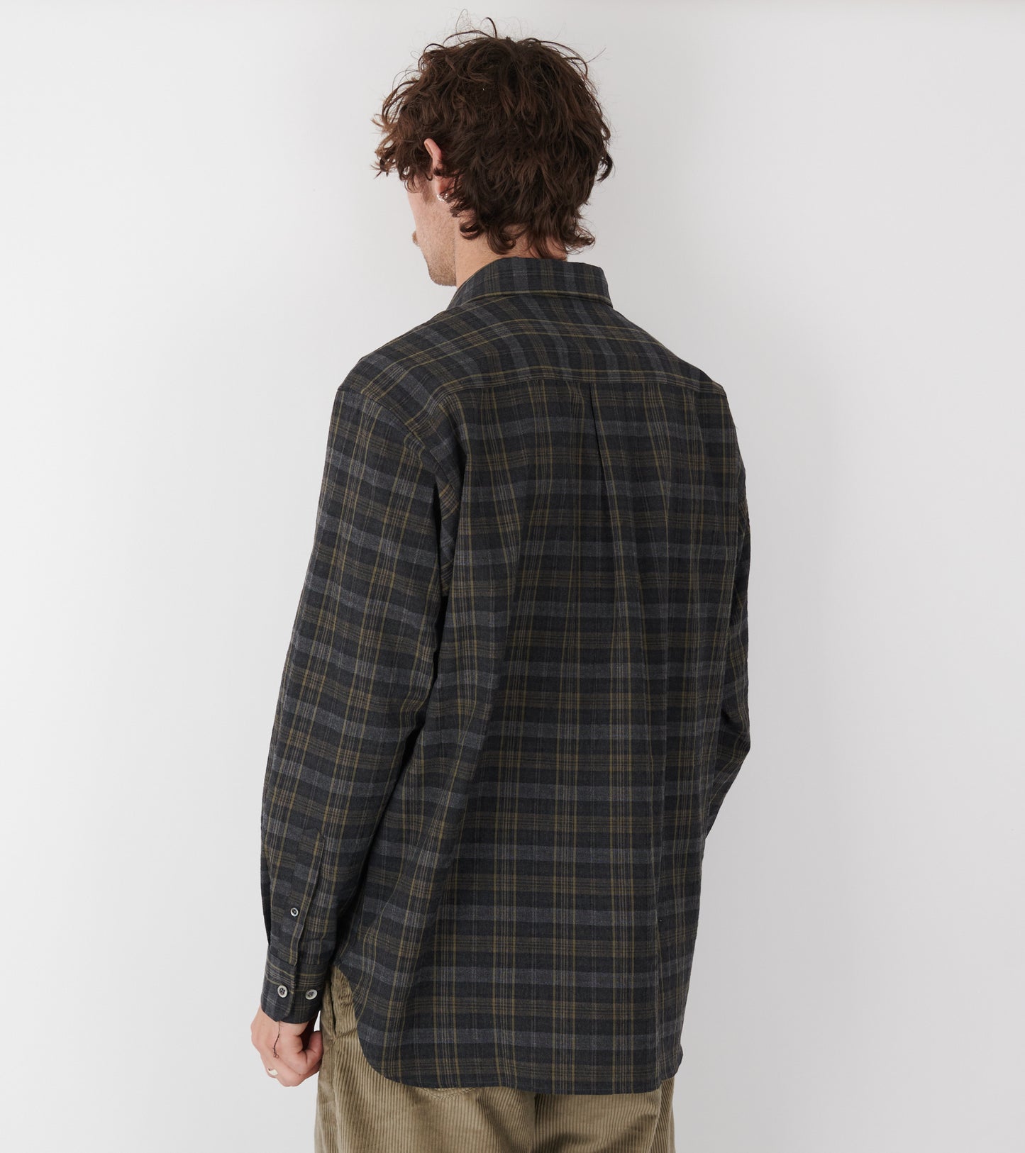 Ole Oversize Wool Check Shirt Charcoal Grey