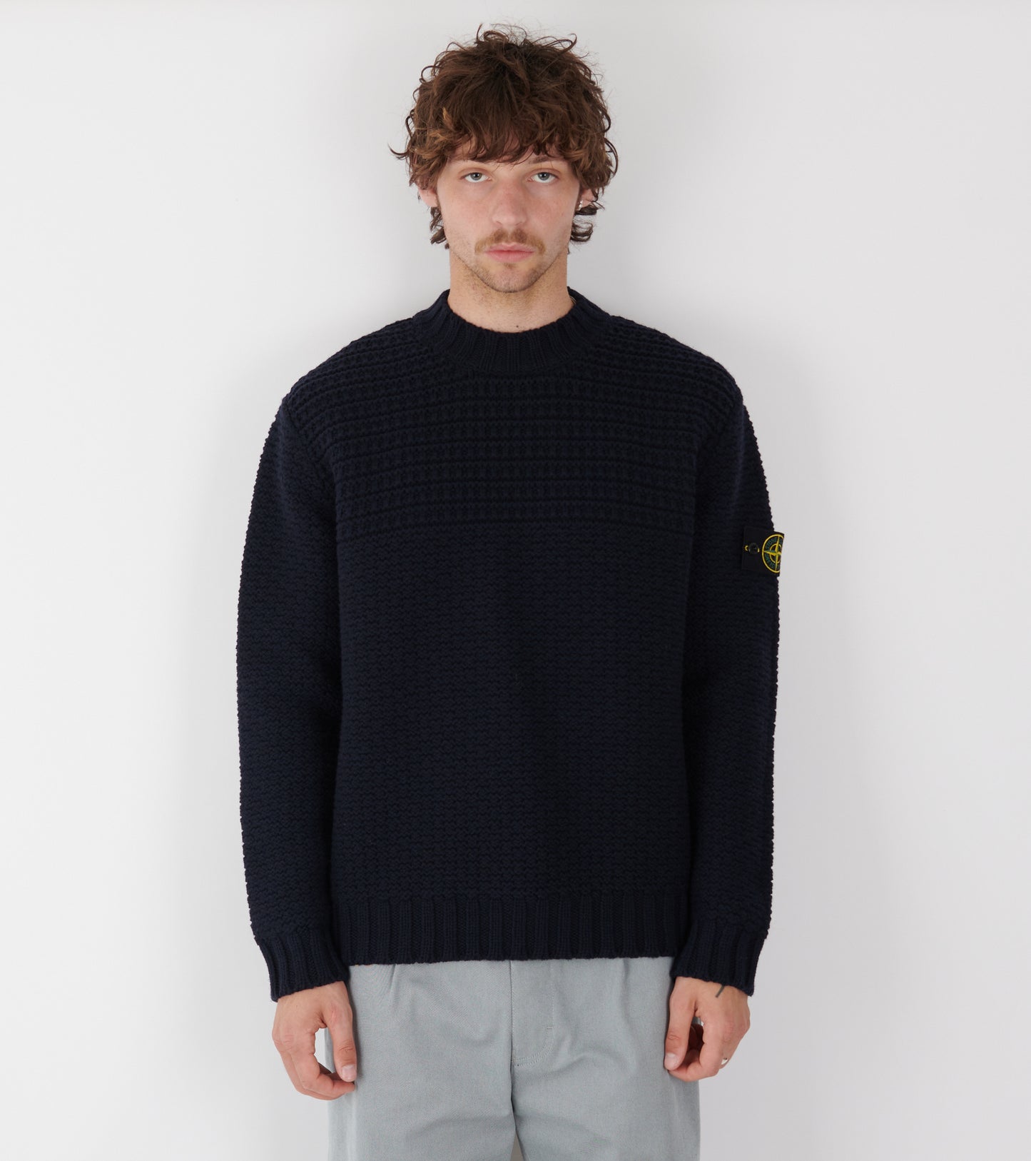 Heavy Wool Knit Sweater Dark Navy