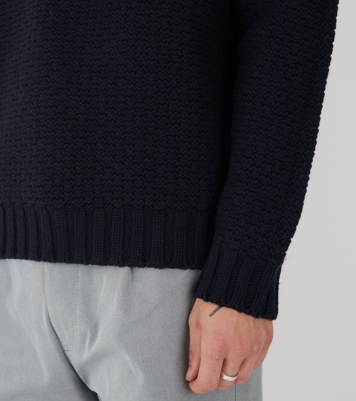 Heavy Wool Knit Sweater Dark Navy