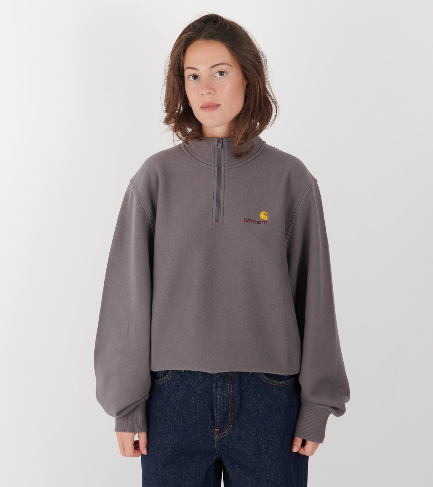 W American Script High Neck Sweat Porphyry
